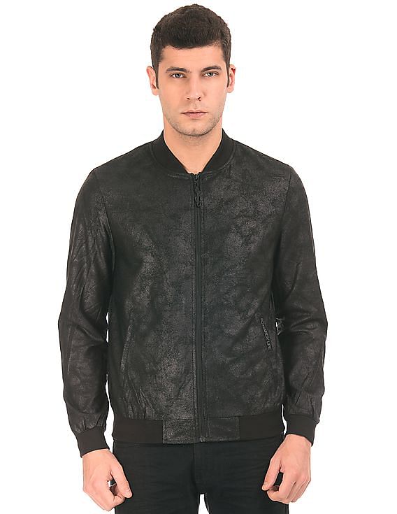 Ed hardy shop mens leather jacket