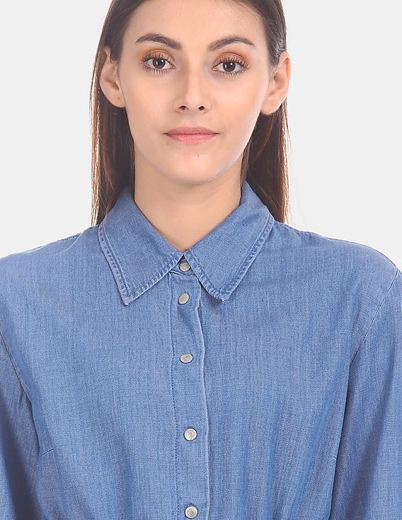 Buy Calvin Klein Women Blue Tencel Denim Midi Shirt Dress - NNNOW.com