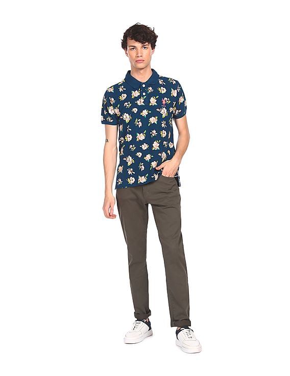 U.S. Polo Assn. Cotton Floral Print Polo Shirt