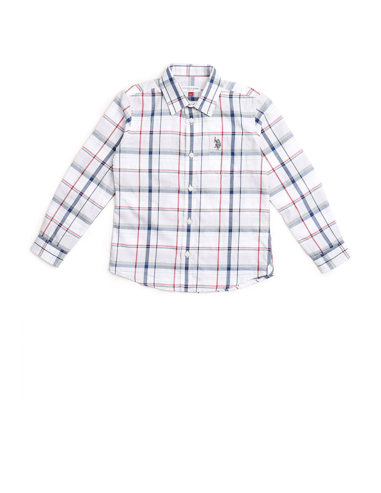 U.S. Polo Assn. Kids Boys Grid Tattersall Checked Regular Fit Shirt