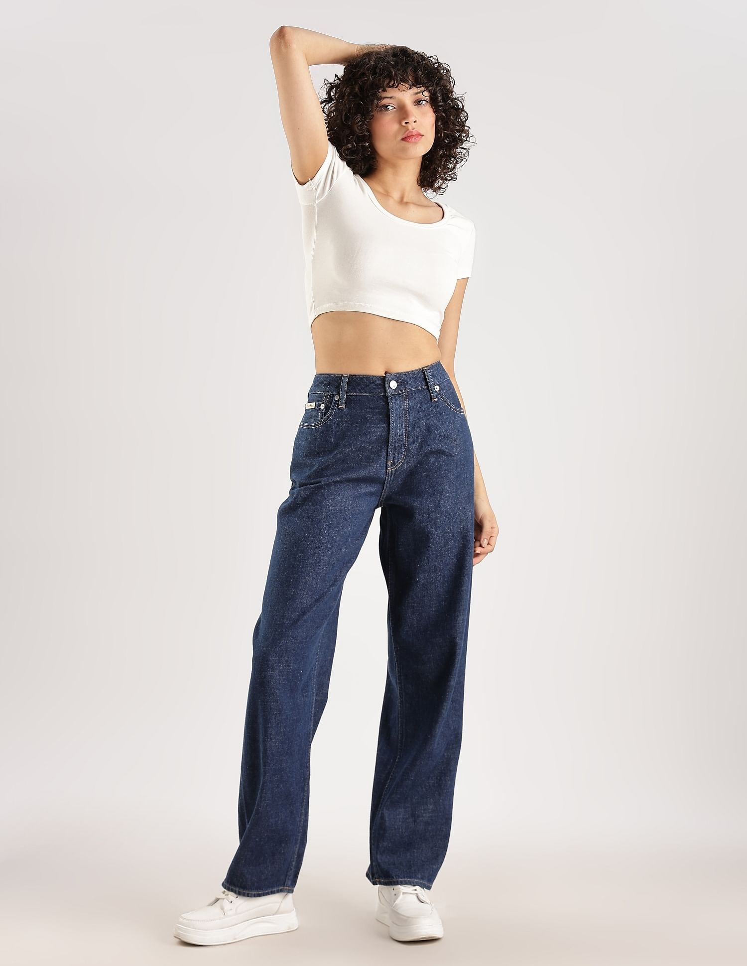 Calvin Klein Jeans Cotton Straight-Fit High Rise Jeans