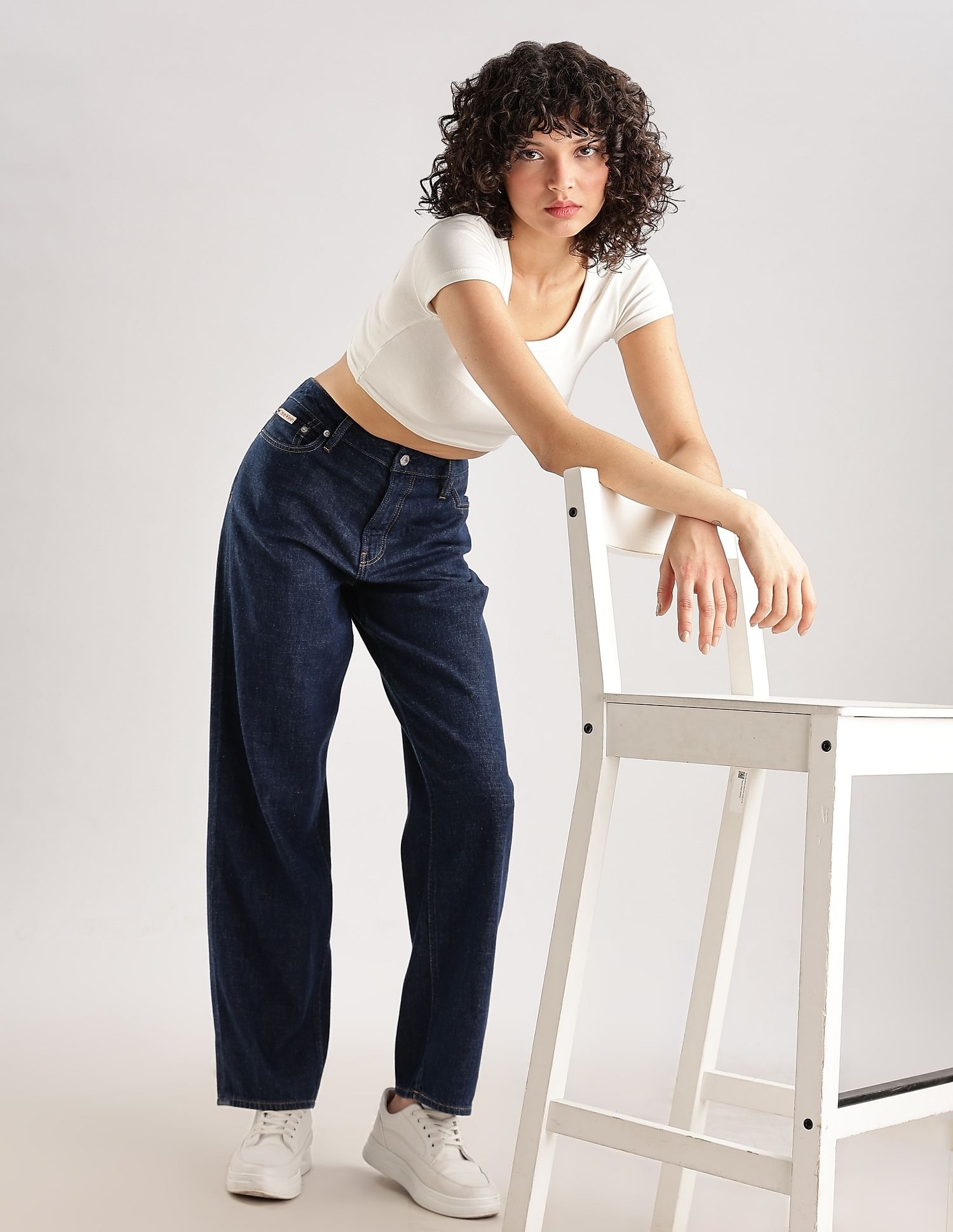 Calvin Klein Jeans Cotton Straight-Fit High Rise Jeans