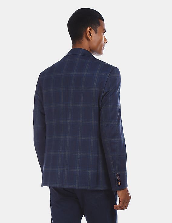 Arrow Sports Notch Lapel Check Knit Blazer