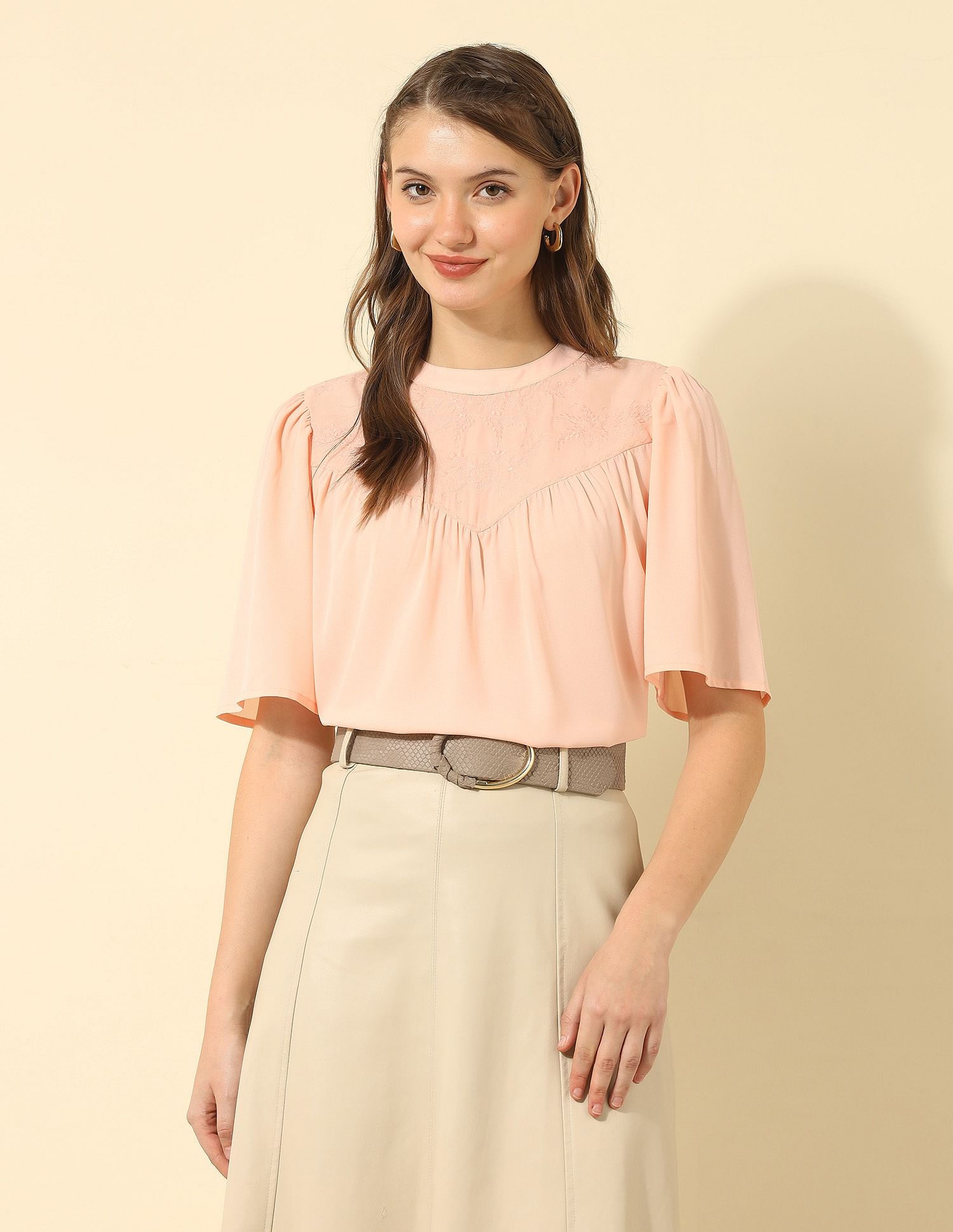 U.S. Polo Assn. Women Yoke Embroidered Top