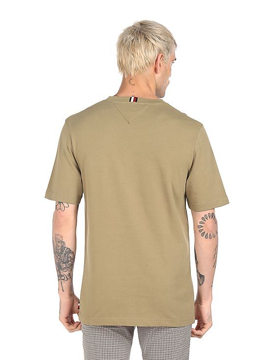 Buy Tommy Hilfiger Men Brown Crew Neck Embroidered Logo T