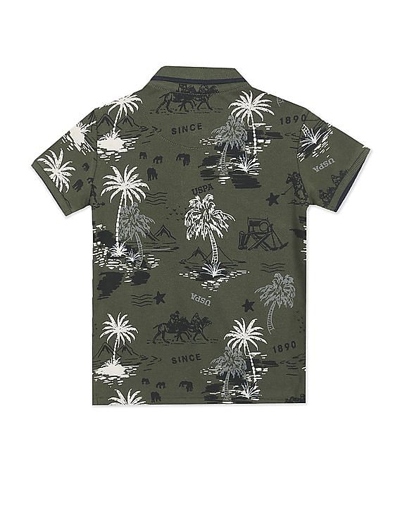 U.S. Polo Assn. Kids Boys Tipped Collar Printed Polo Shirt