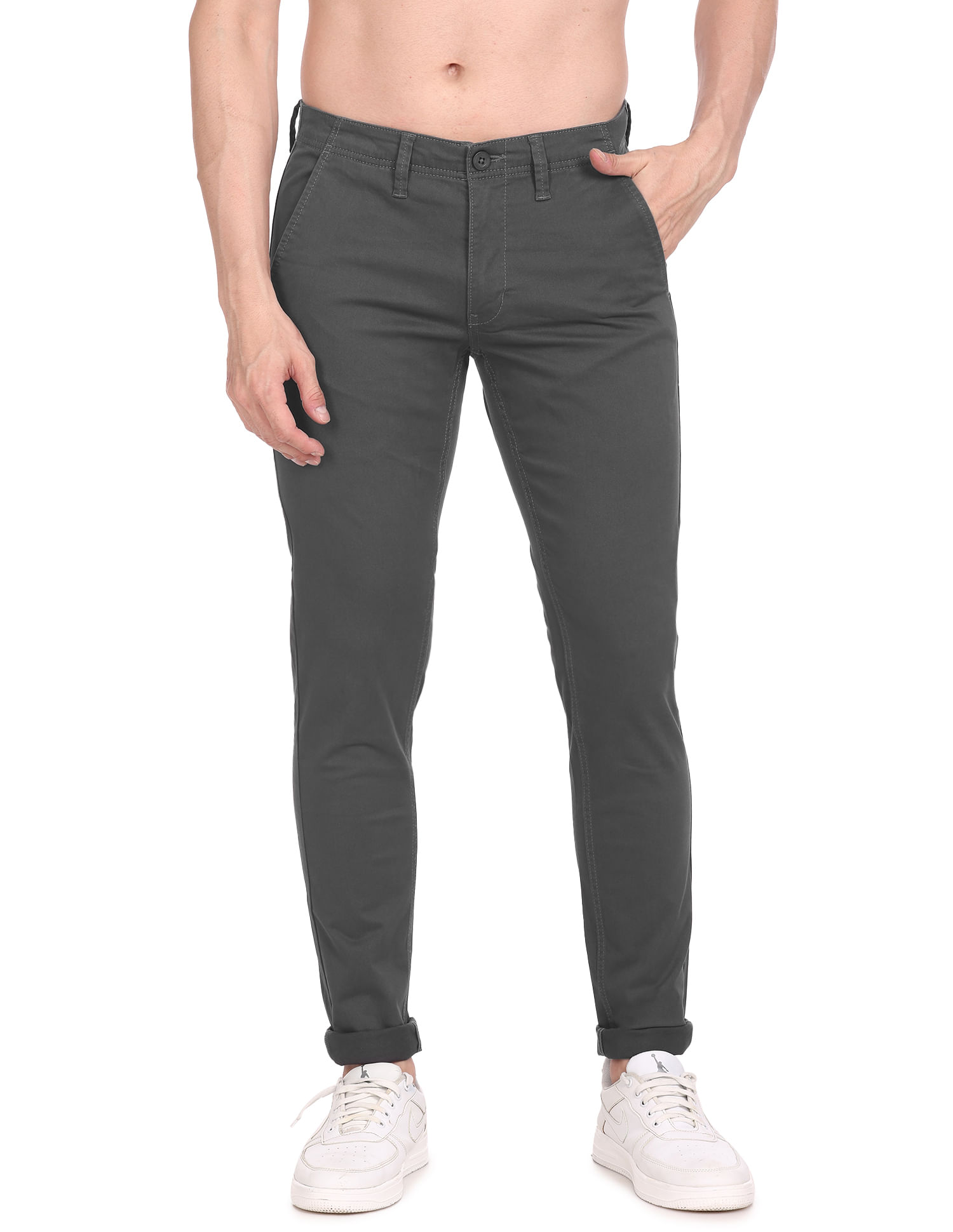 Flying Machine Mid Rise Solid Trousers