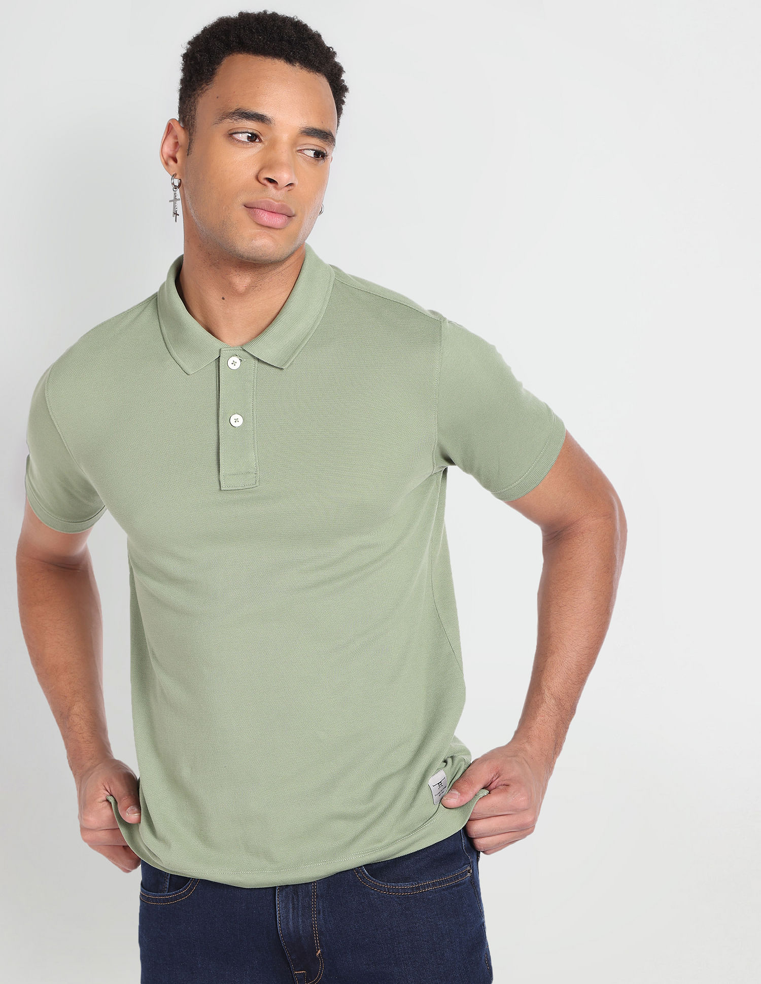 Flying Machine Short Sleeve Solid Polo Shirt