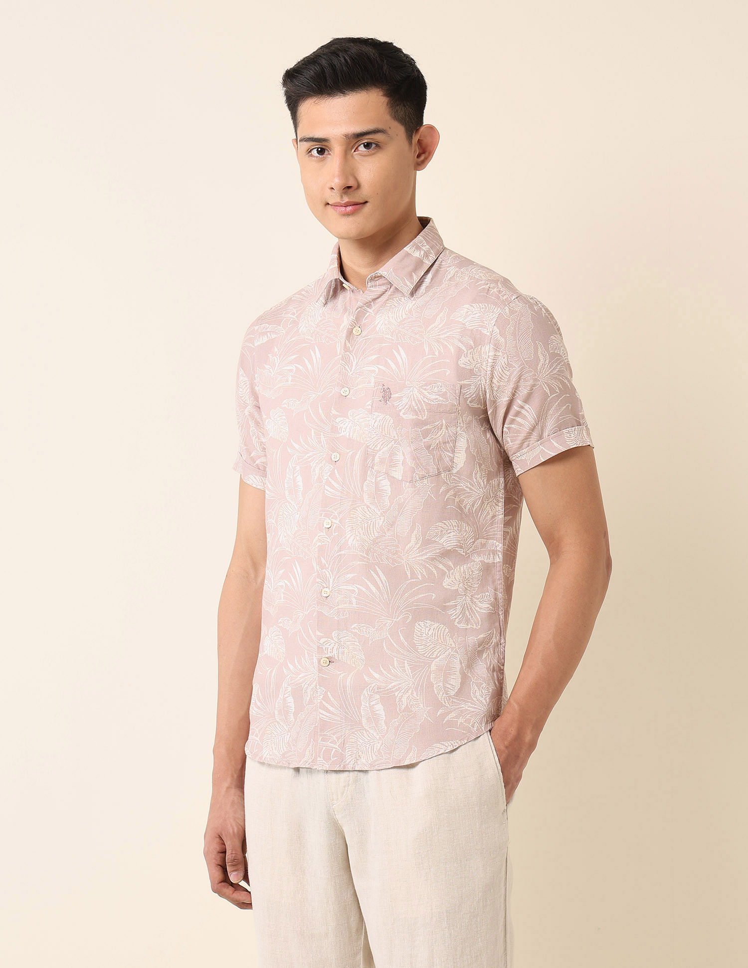 U.S. Polo Assn. Tailored Fit Tropical Printed Shirt