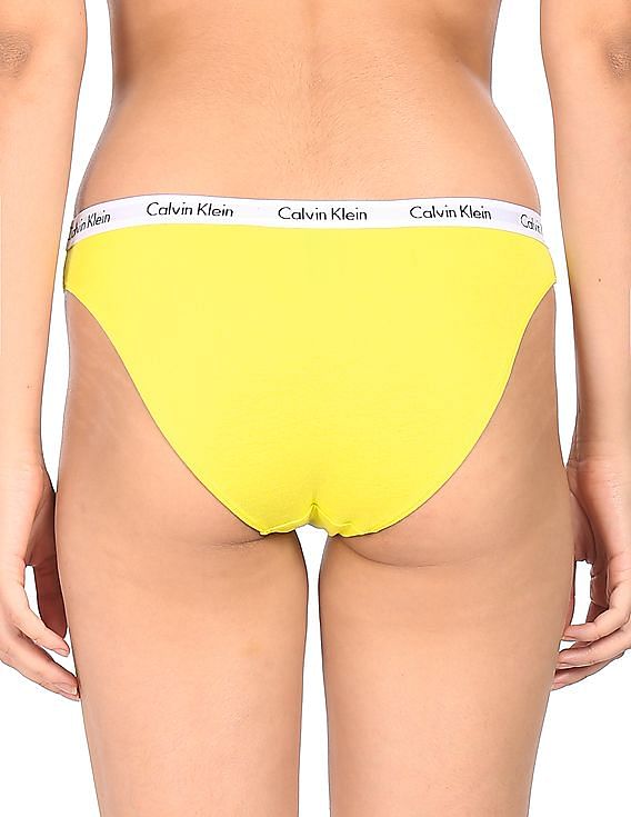 Buy Clovia Yellow 100 Percent Cotton Low Waist Outer Elastic Bikini Panty  online