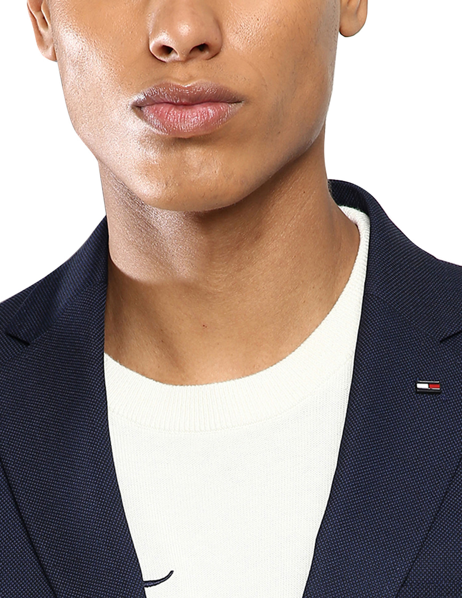 Tommy Hilfiger Men Navy Hopscotch Dobby Textured Formal Blazer