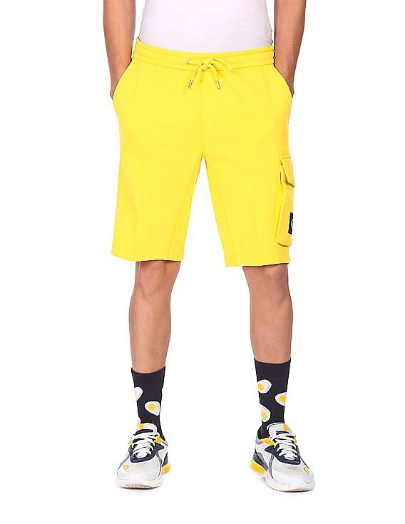 Calvin Klein Men Yellow Drawstring Waist Brand Logo Shorts