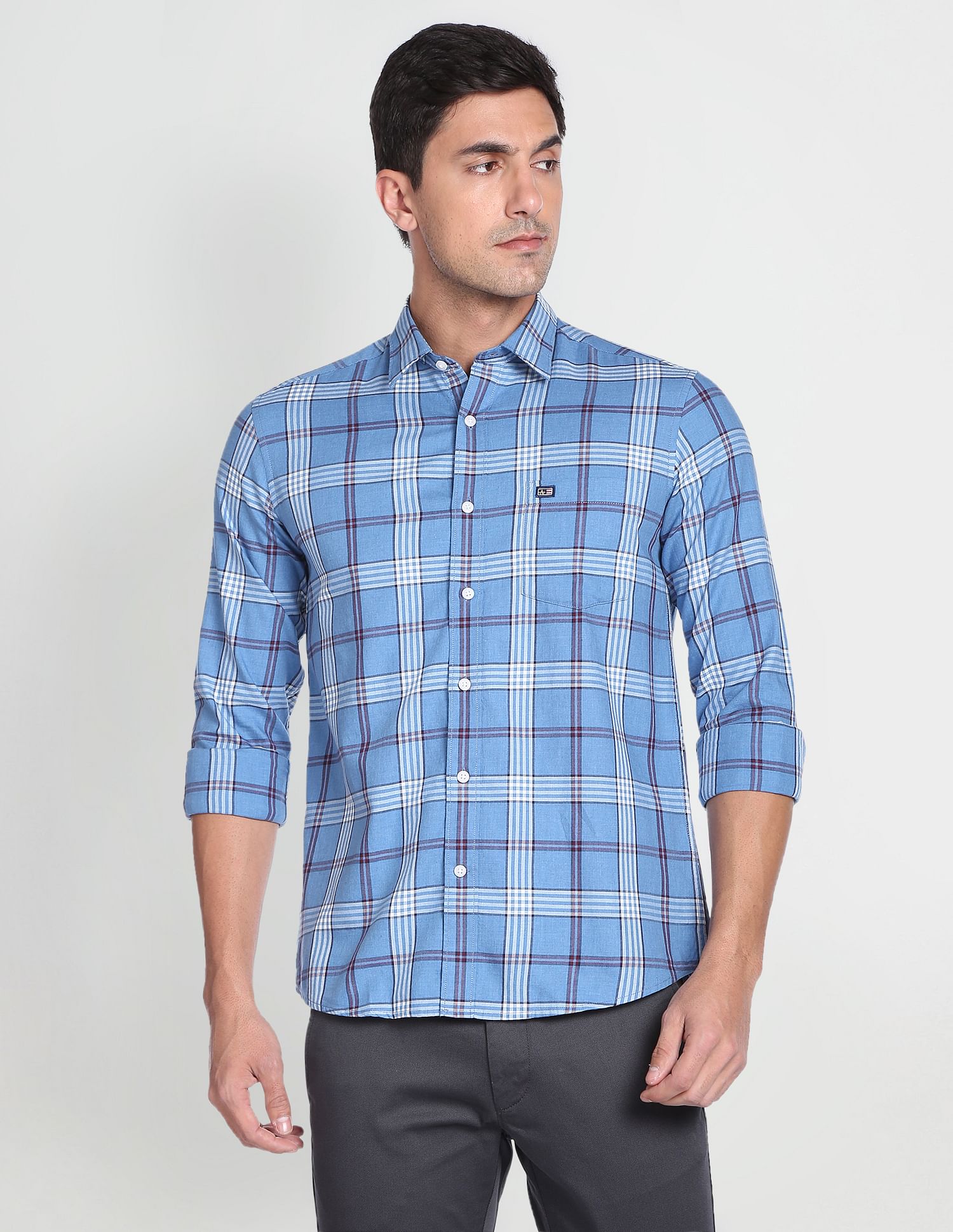 Arrow Sports Tartan Check Manhattan Slim Shirt