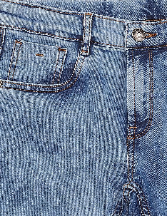 U.S. Polo Assn. Kids Acid Wash Logo Embroidered Denim Shorts