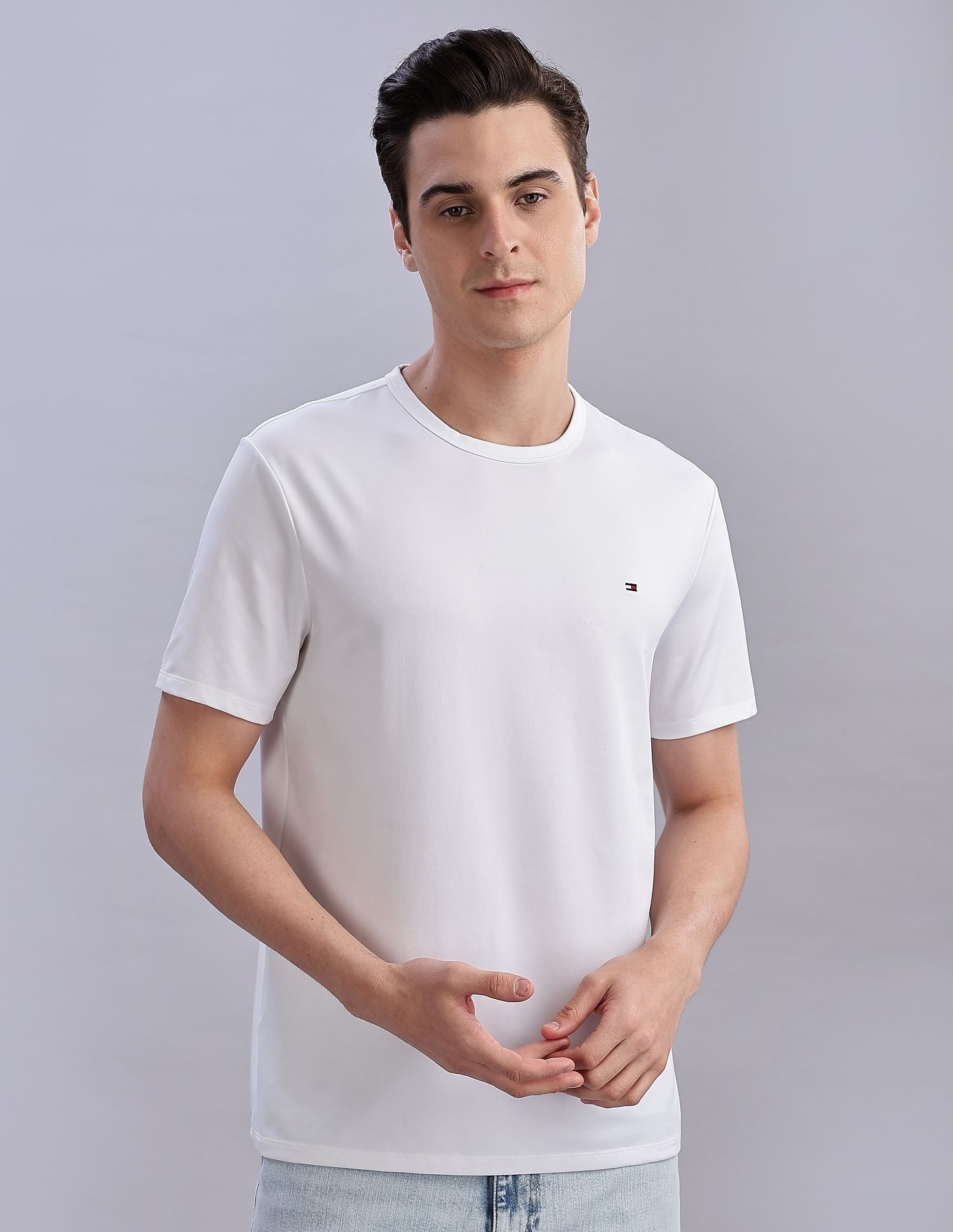 Tommy Hilfiger Solid Regular-Fit Polyester T-Shirts
