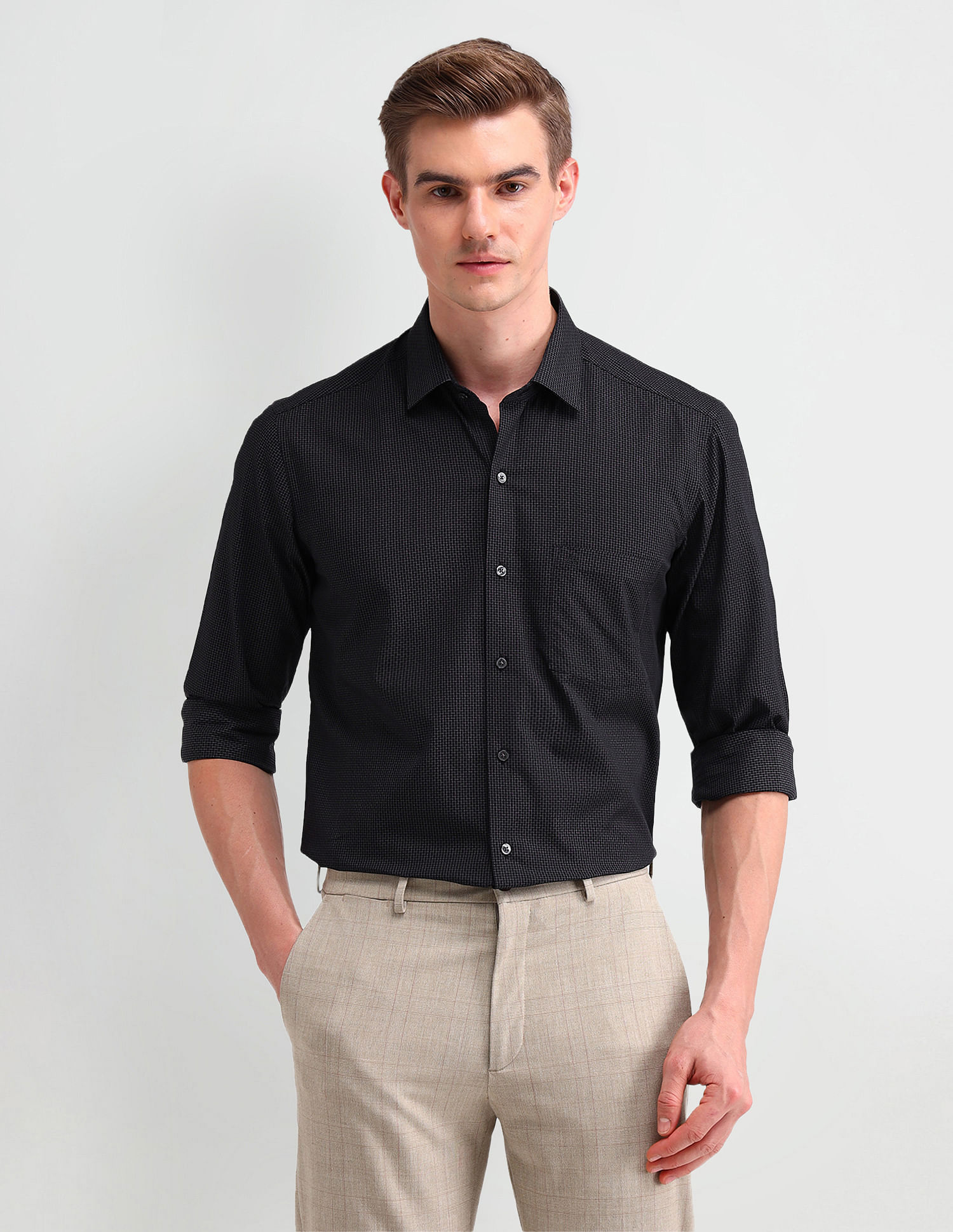 Arrow Brooklyn Fit Windowpane Checked Shirt