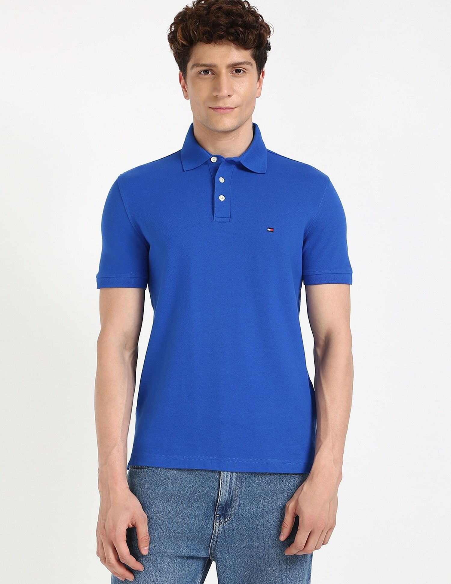 Tommy Hilfiger Solid Slim-Fit Cotton Polo Shirt
