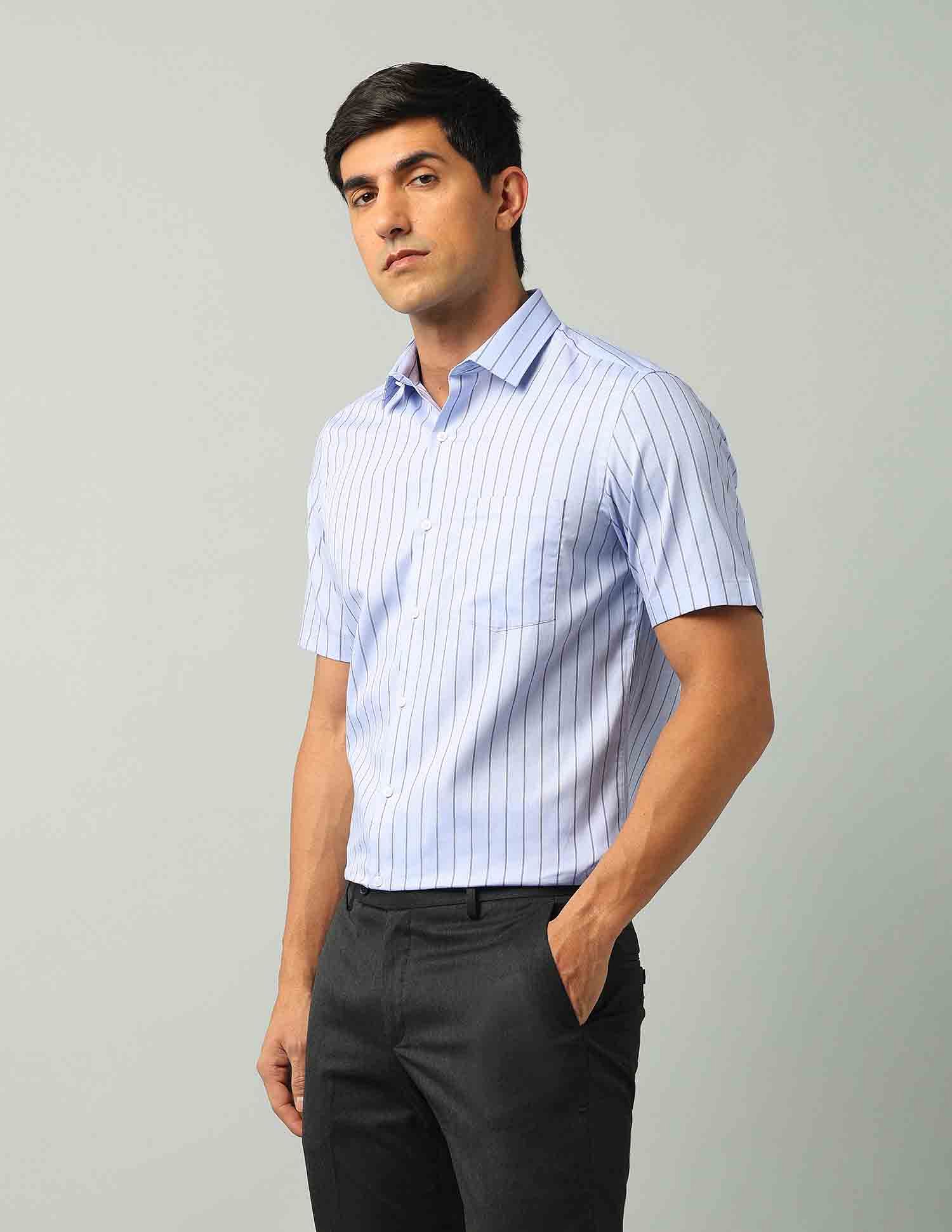 Arrow Liberty Classic Regular Fit Vertical Striped Shirt