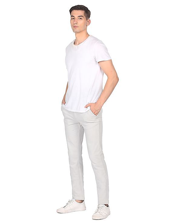 Buy ARROW SPORT Structured Cotton Poly Spandex Skinny Fit Men's Casual  Trousers | Shoppers Stop