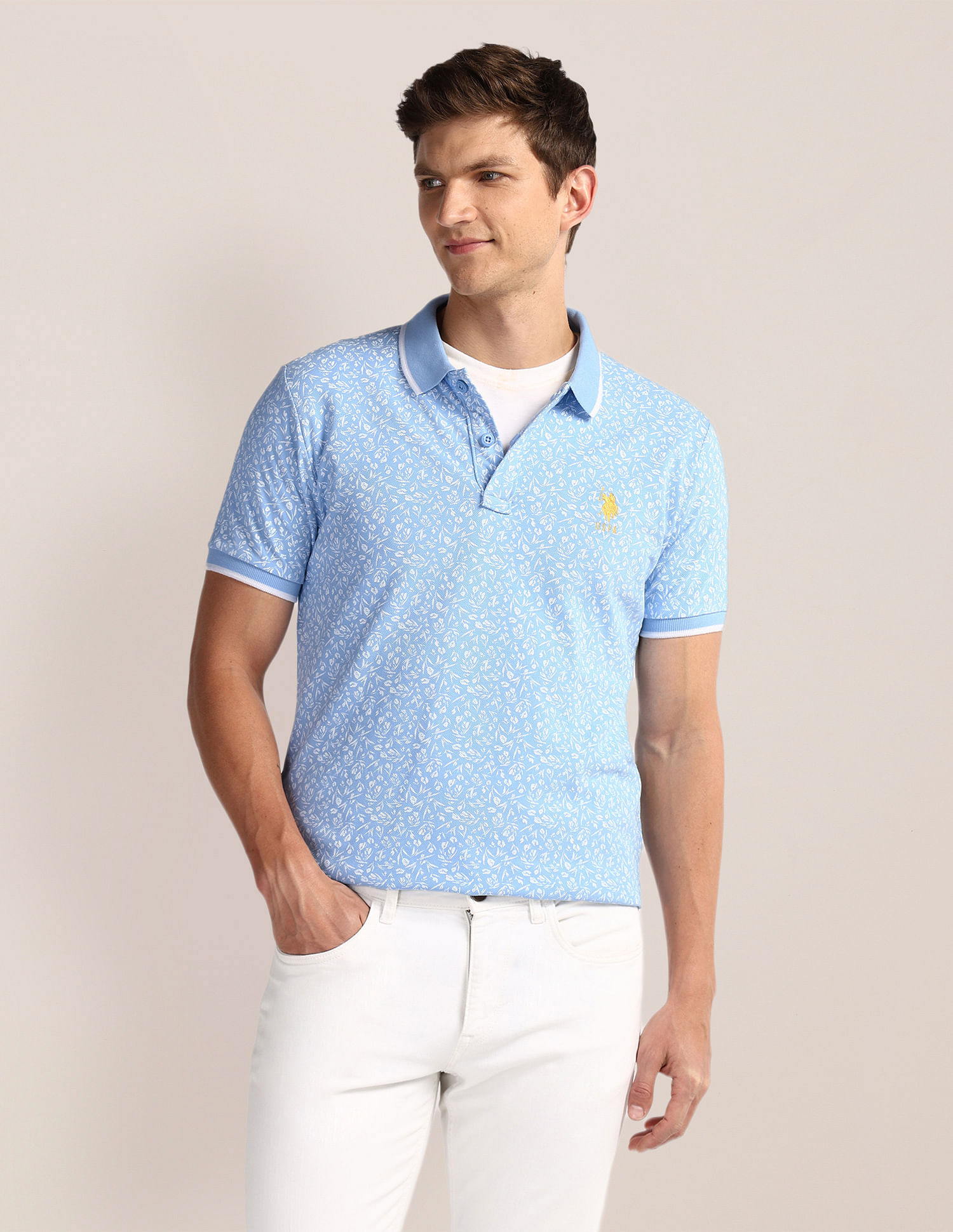U.S. Polo Assn. Floral Print Slim Fit Polo Shirt