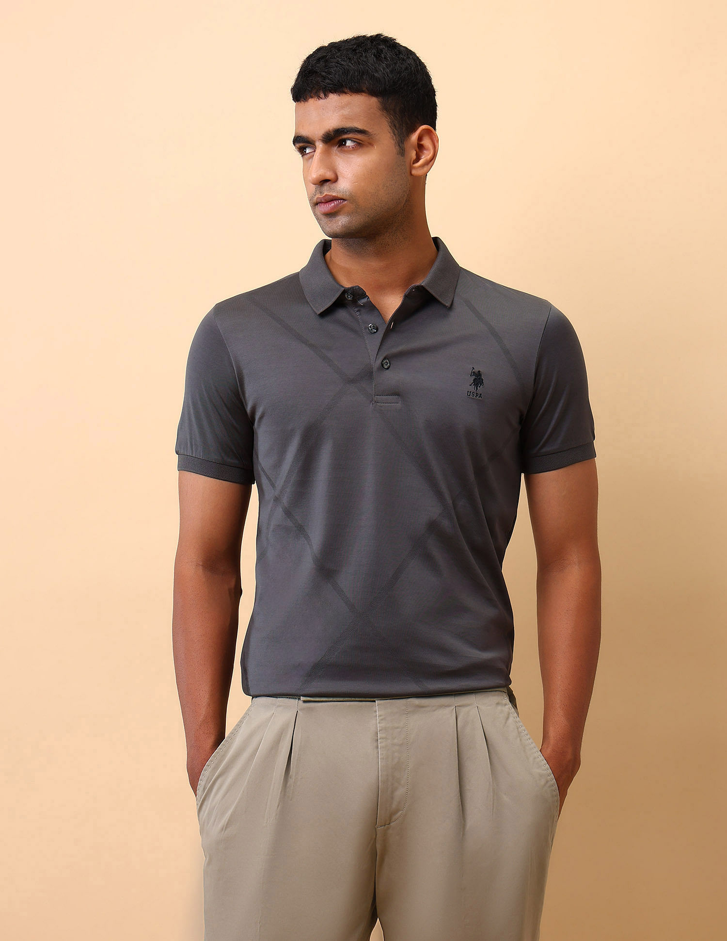 U.S. Polo Assn. Textured Slim Fit Polo Shirt