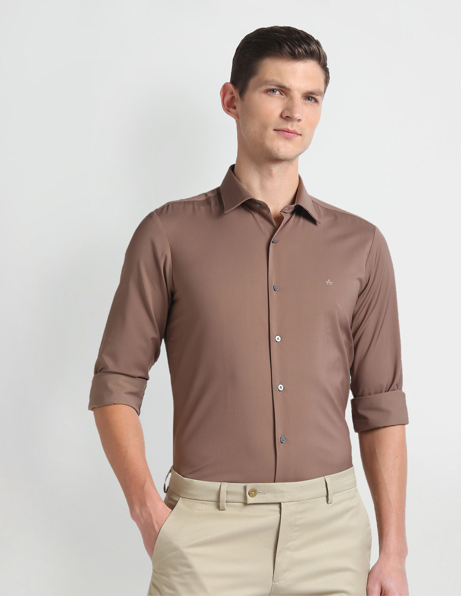 Arrow Newyork Brooklyn Super Slim Fit Solid Shirt