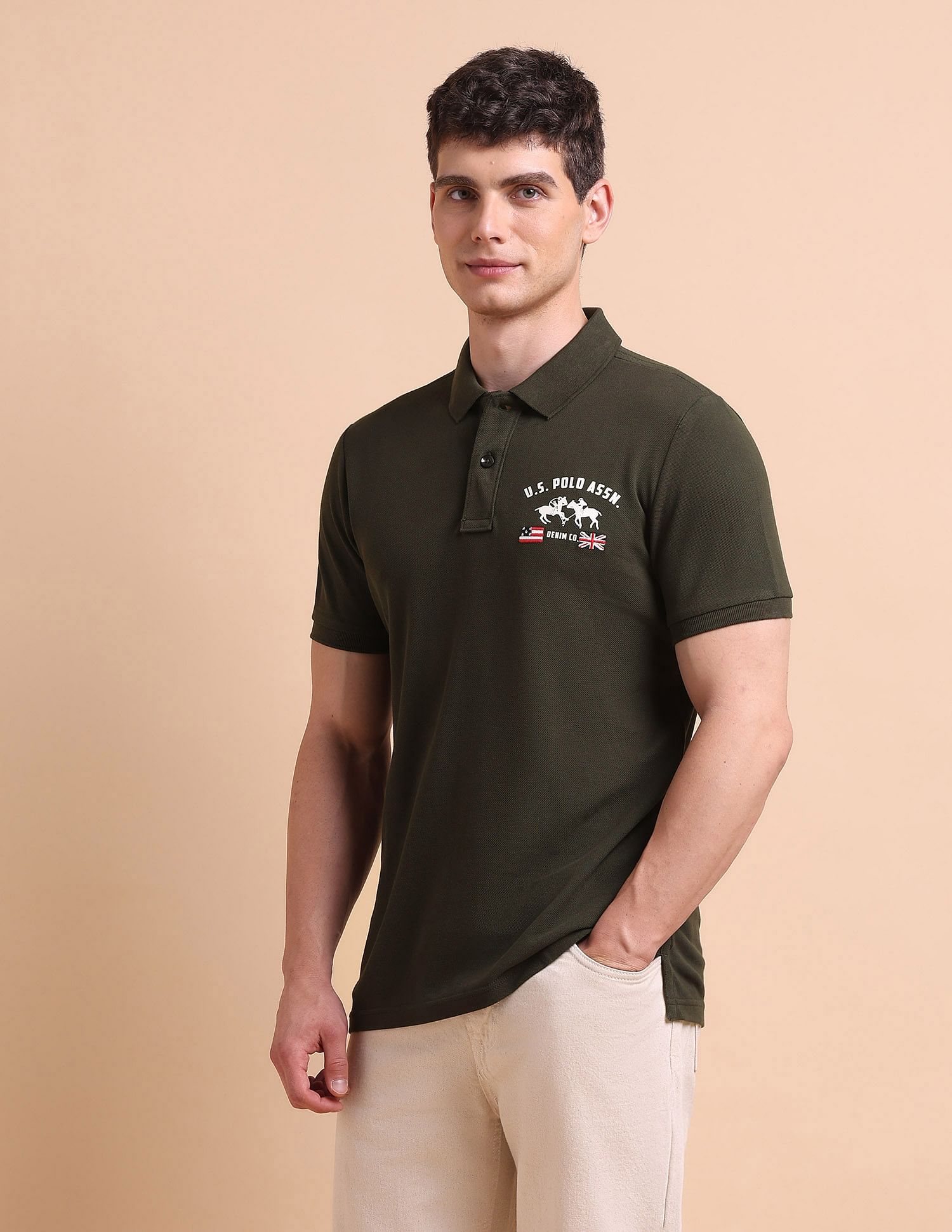 U.S. Polo Assn. Denim Co. Brand Printed Muscle Fit Polo Shirt