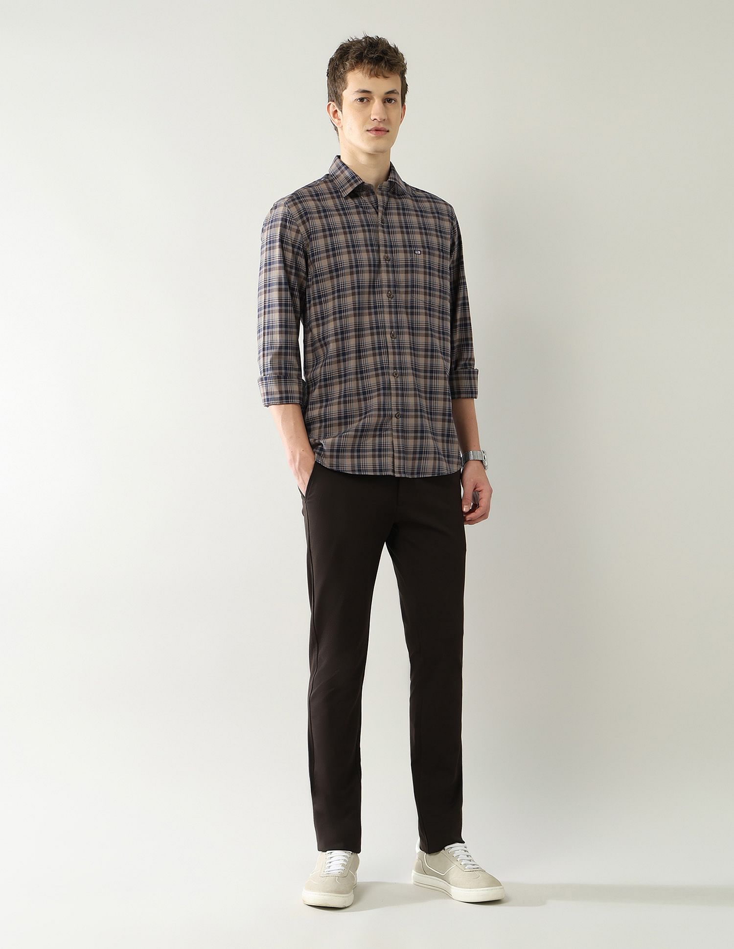 Arrow Sport Slim Fit Grid Tattersall Checked Shirt