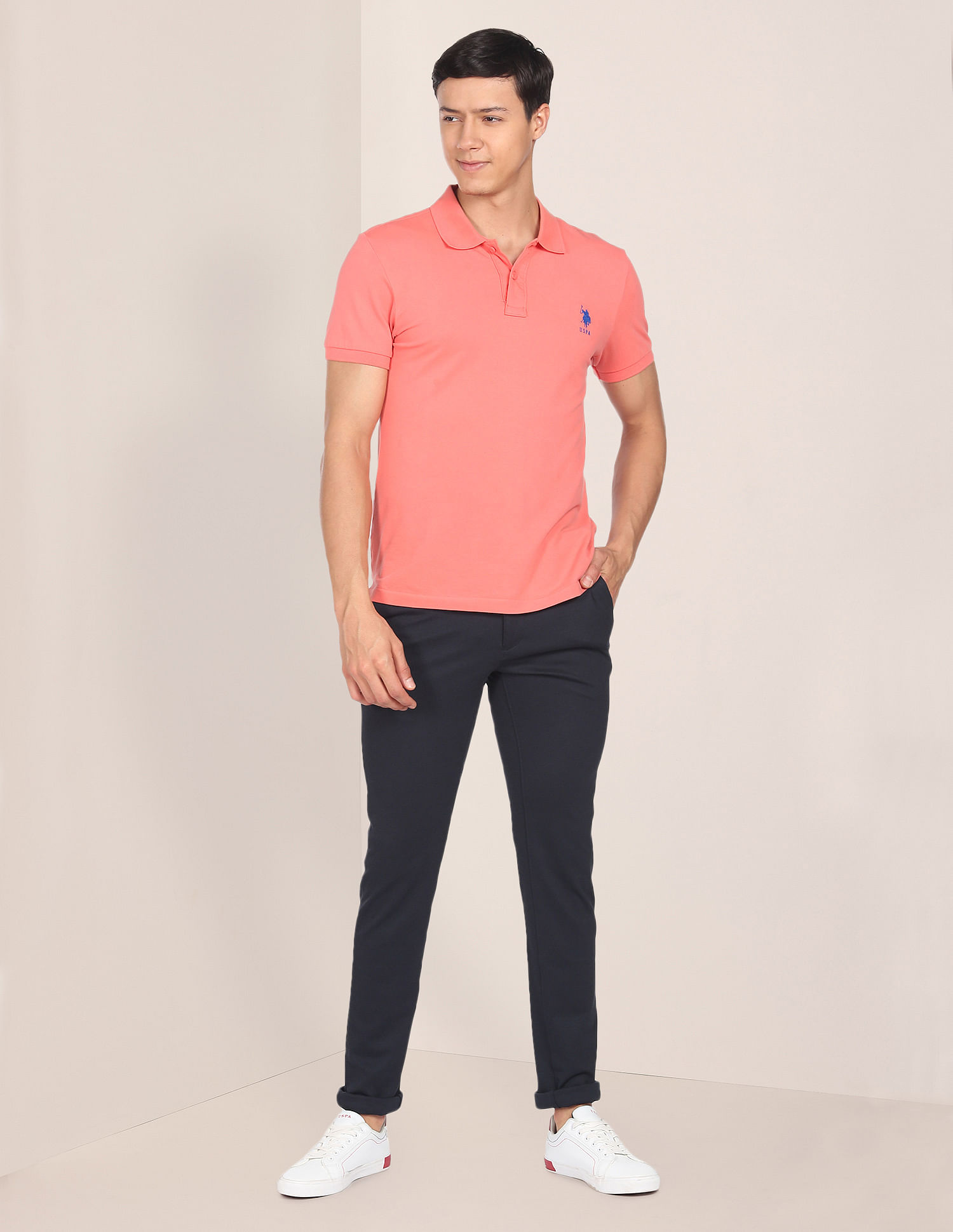 U.S. Polo Assn. Mid Rise Denver Slim Fit Knit Casual Trousers