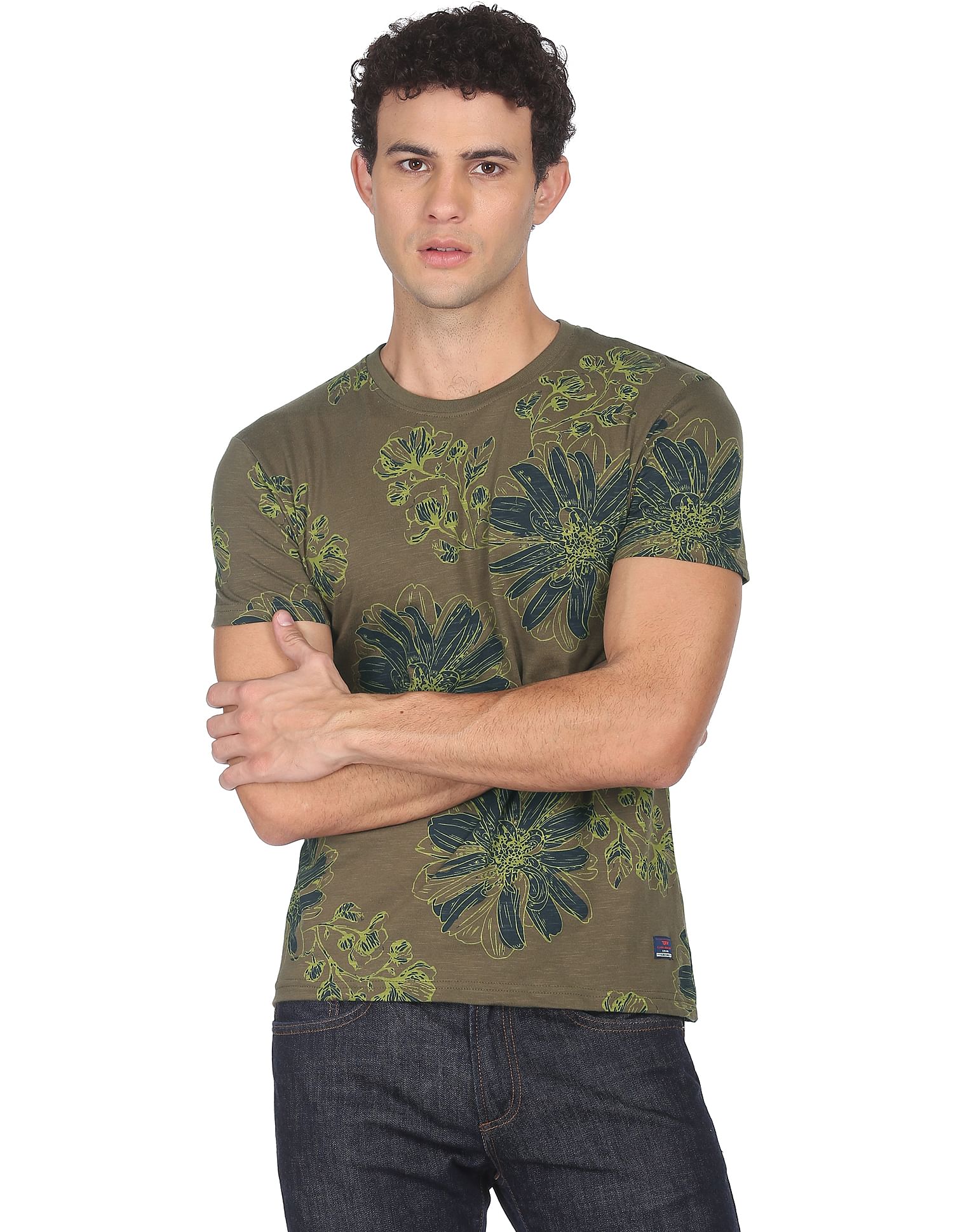 Flying Machine Cotton Tropical Print T-Shirt