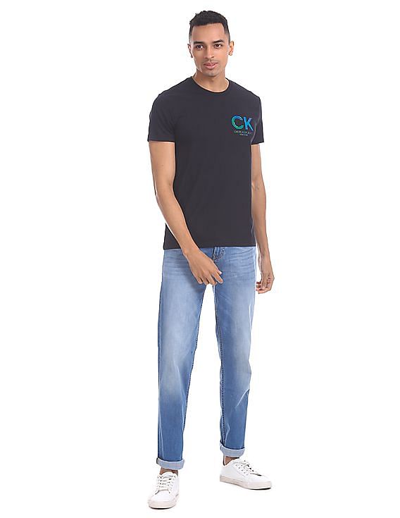 Calvin Klein Men Blue Slim Fit Stone Wash 37.5 Jeans