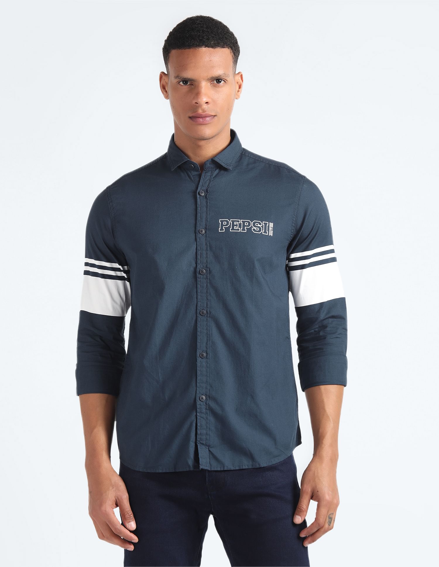 Flying Machine Colour Block Cotton Shirt