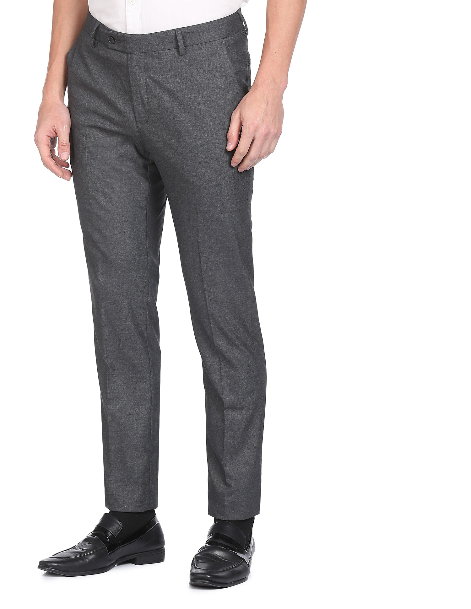 Polyester Viscose 2838 Inch Dark Grey Mens Formal Pant
