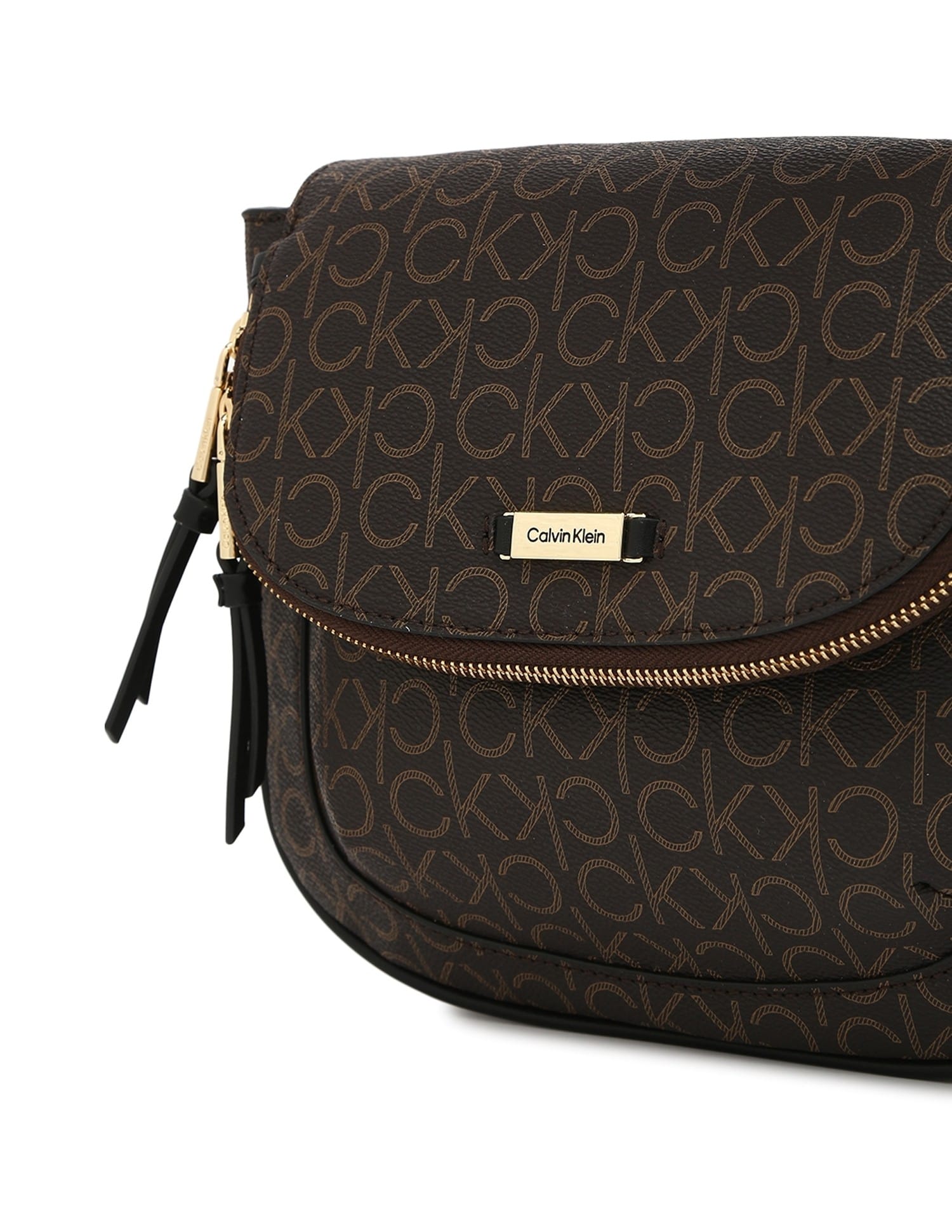 Buy Calvin Klein Logo Brown Pvc Crossbody Bag