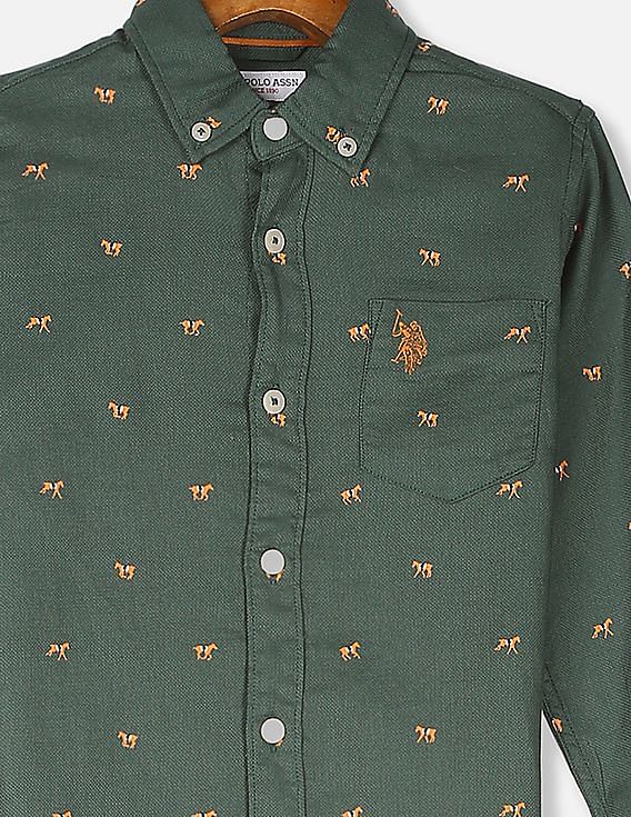U.S. Polo Assn. Kids Boys Button Down Printed Shirt