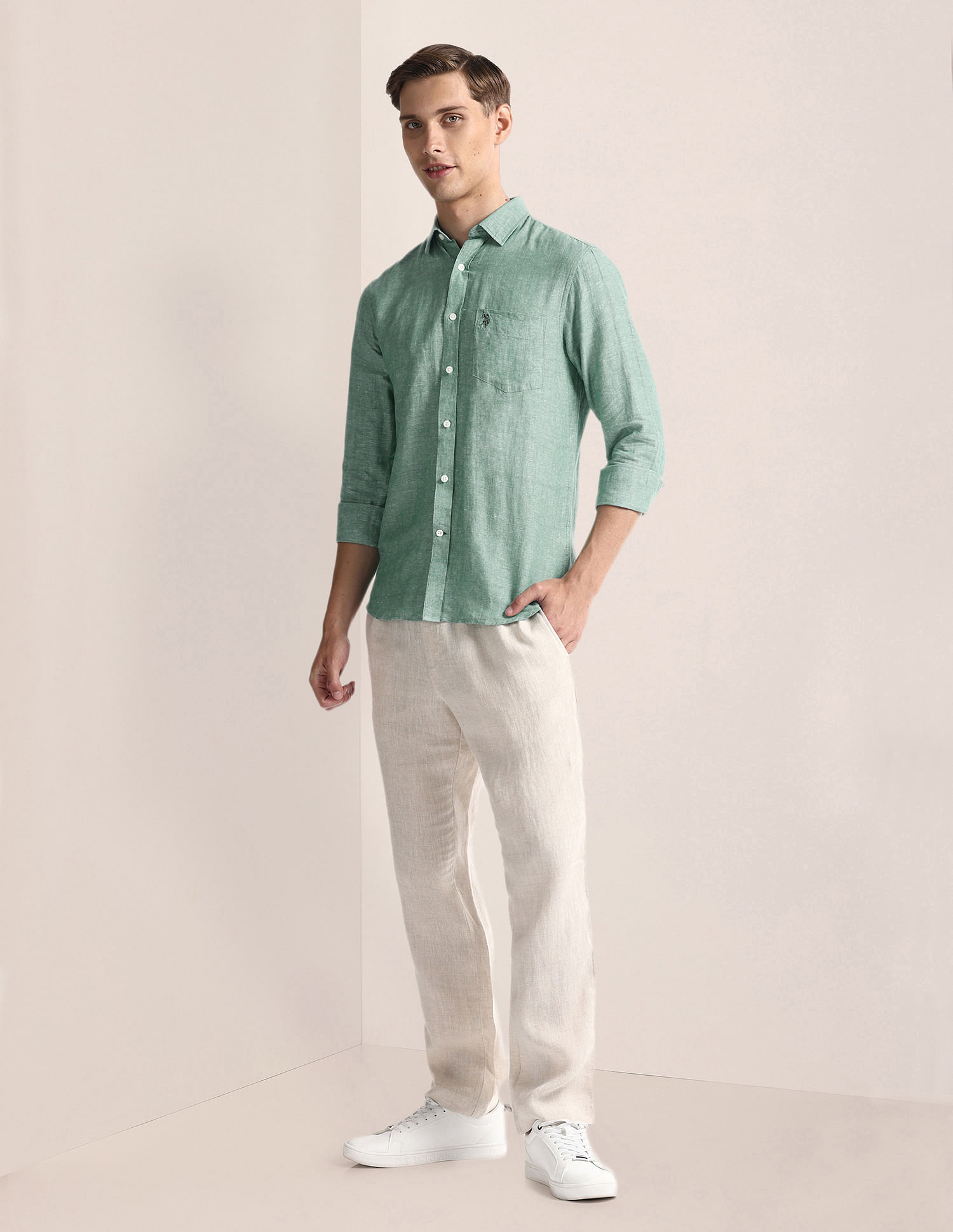 U.S. Polo Assn. Tailored Fit Linen Blend Shirt