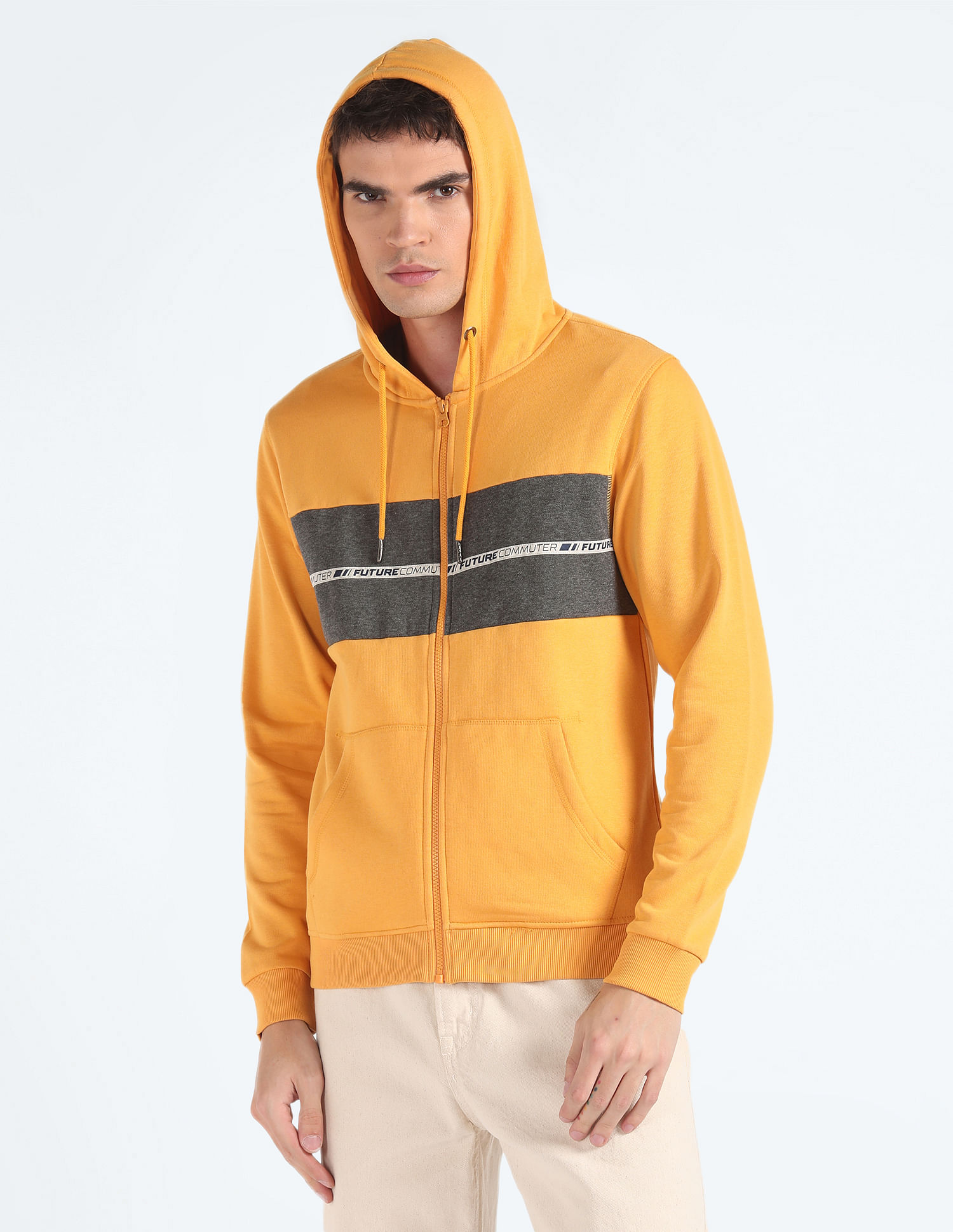 Flying Machine Hooded Zip Up Sweatshirt