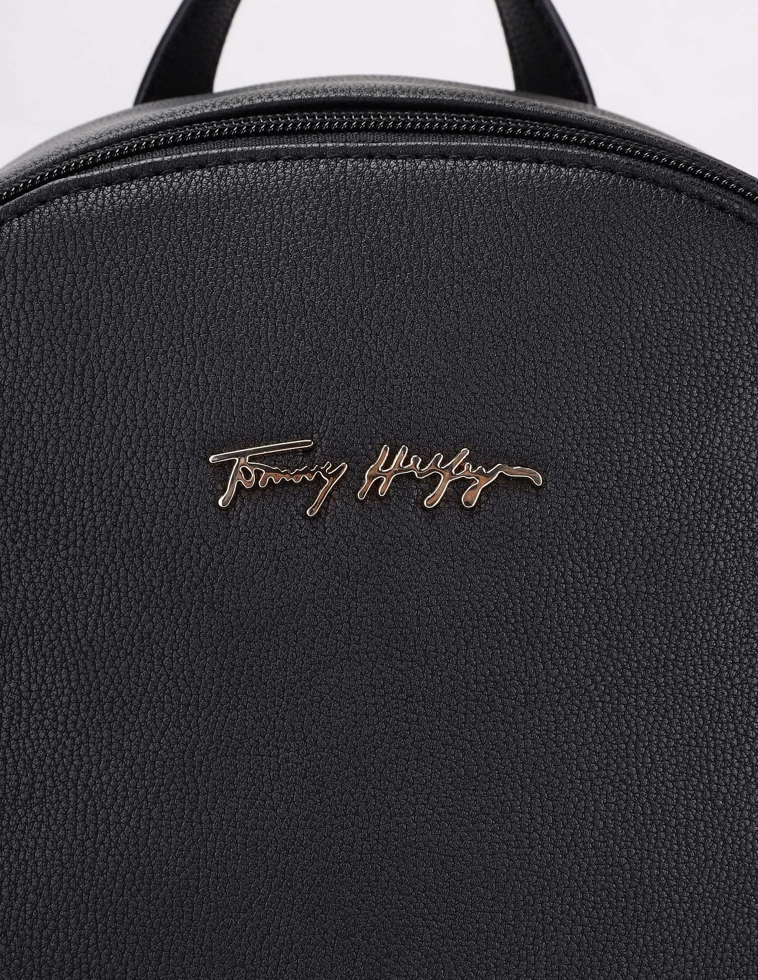 Tommy Hilfiger Solid Black Pu Backpack