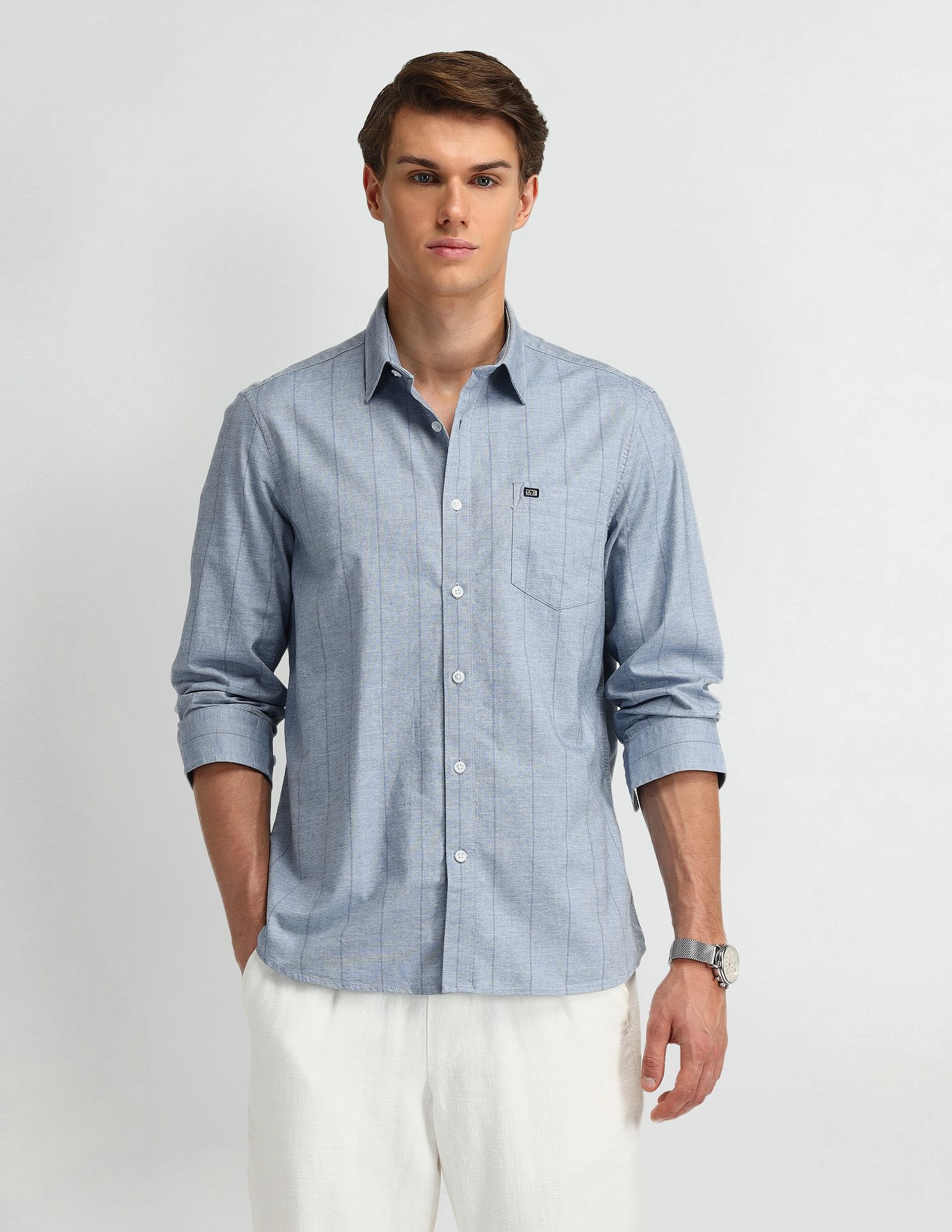 Arrow Sport Vertical Striped Cotton Shirt
