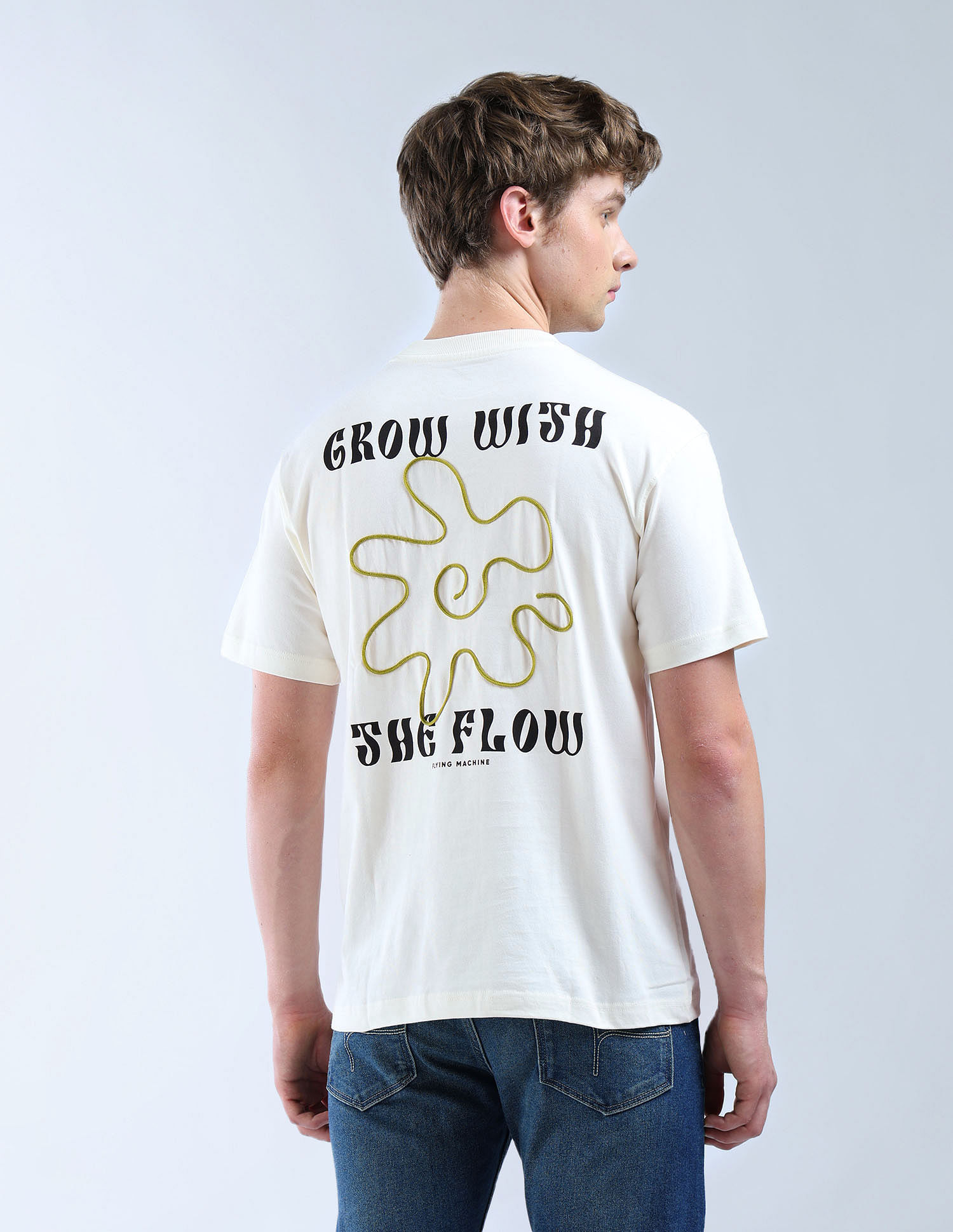 Flying Machine Aplliqued Pattern Color Of Home T-Shirt