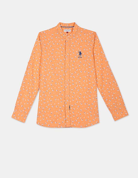 U.S. Polo Assn. Kids Boys Mandarin Collar Printed Shirt