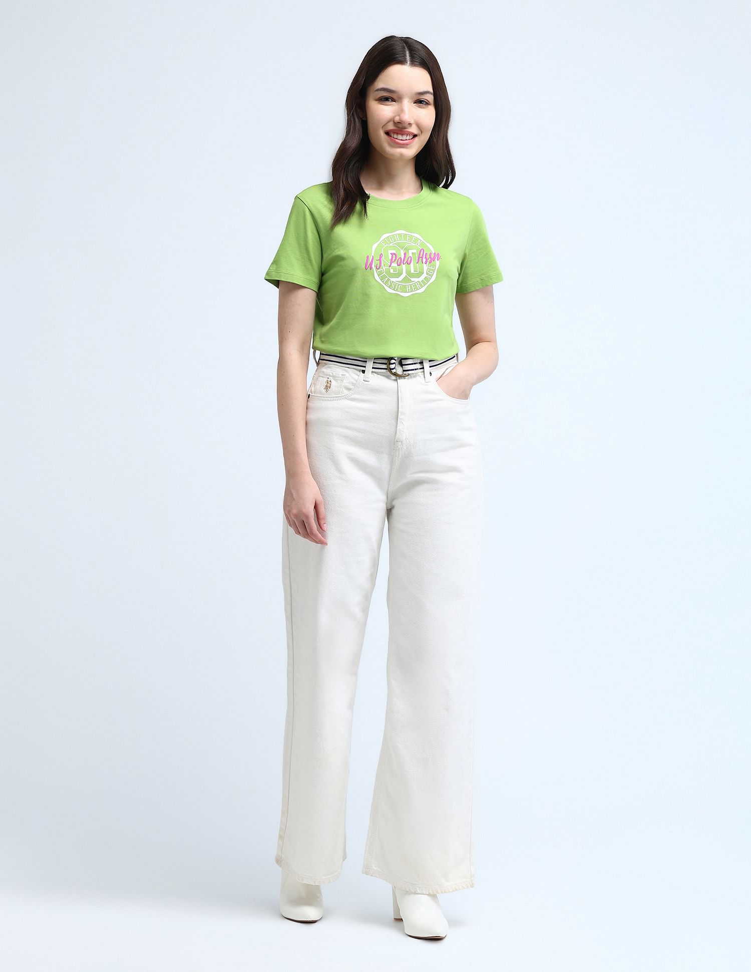 U.S. Polo Assn. Women Varsity Print Pure Cotton T-Shirt
