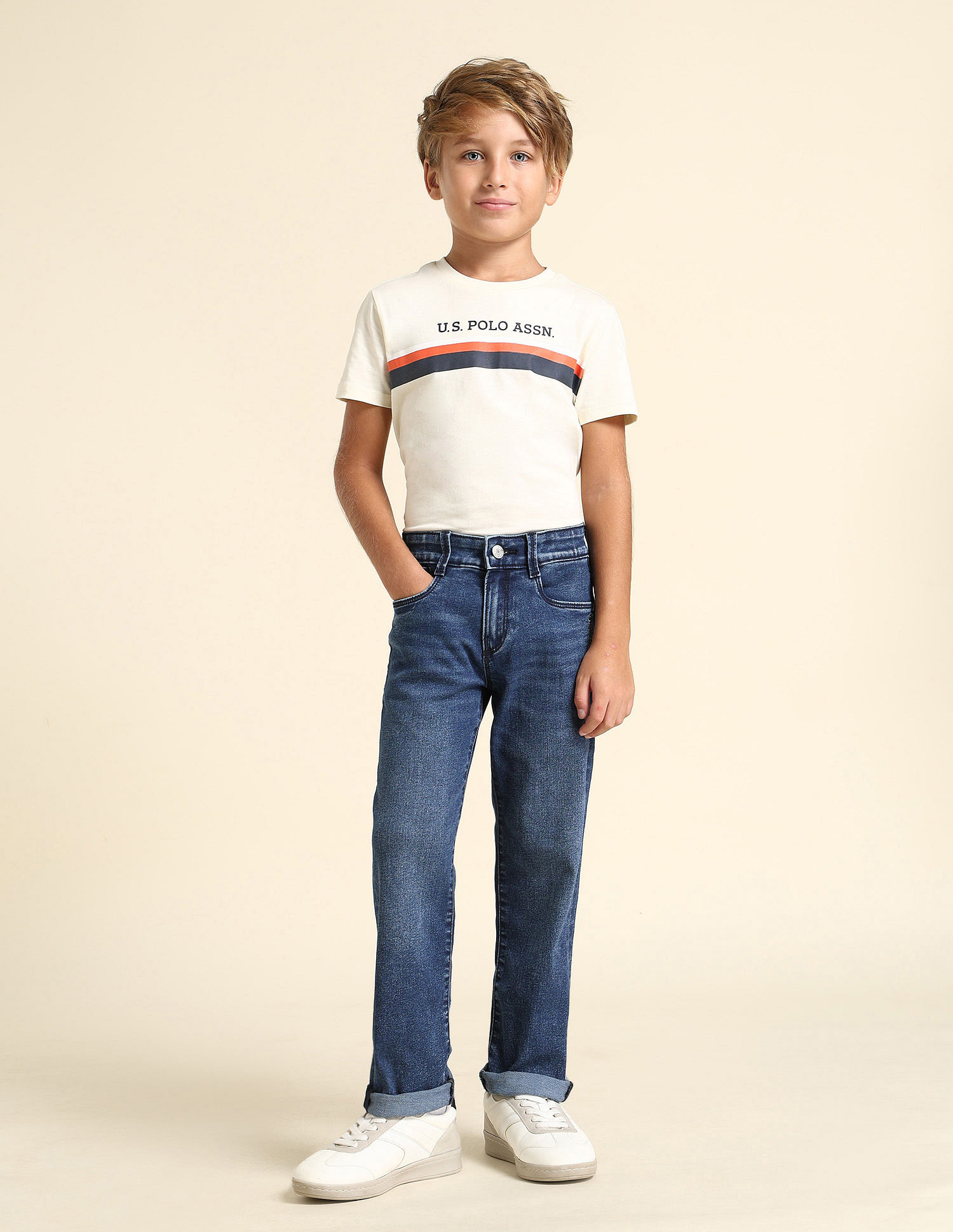 U.S. Polo Assn. Kids Boys Relaxed Fit Blue Jeans