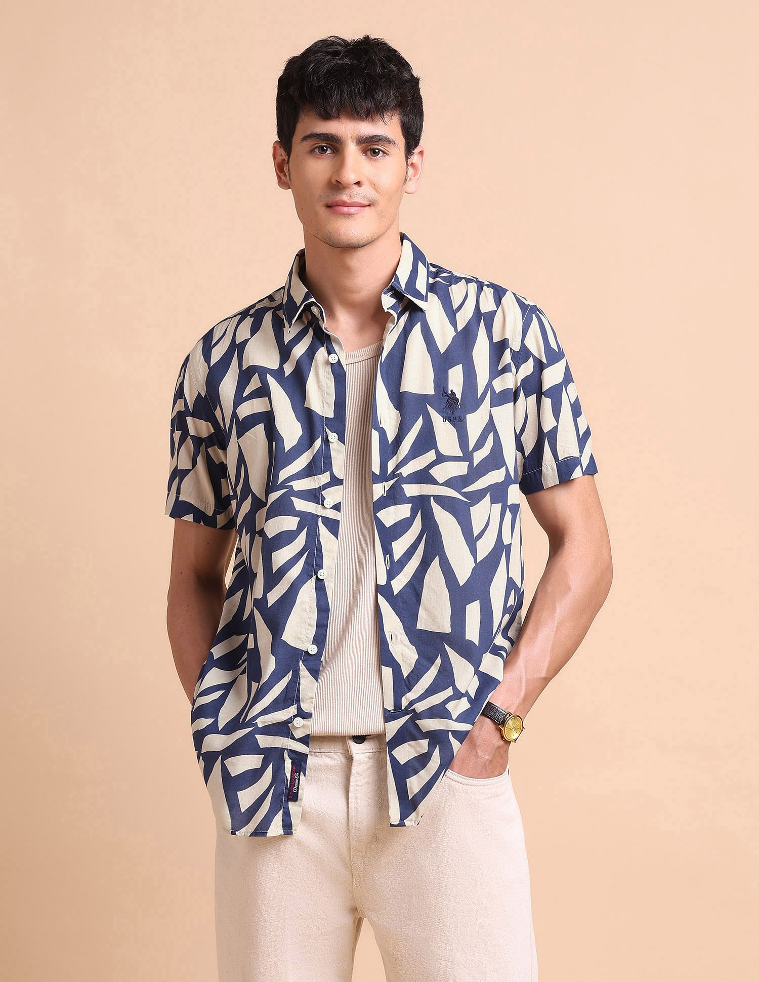 U.S. Polo Assn. Denim Co. Slim Fit Abstract Printed Shirt