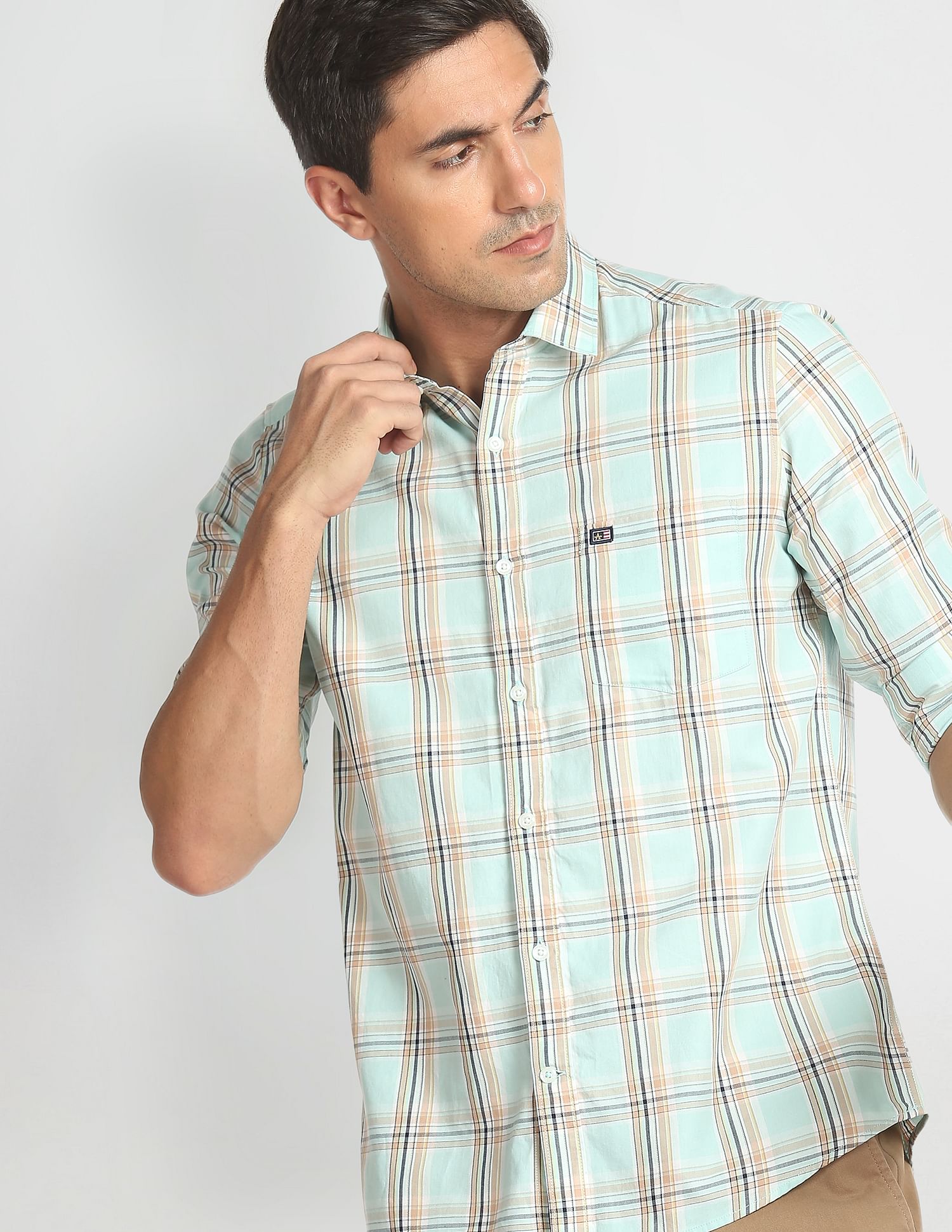 Arrow Sports Spread Collar Cotton Casual Shirt