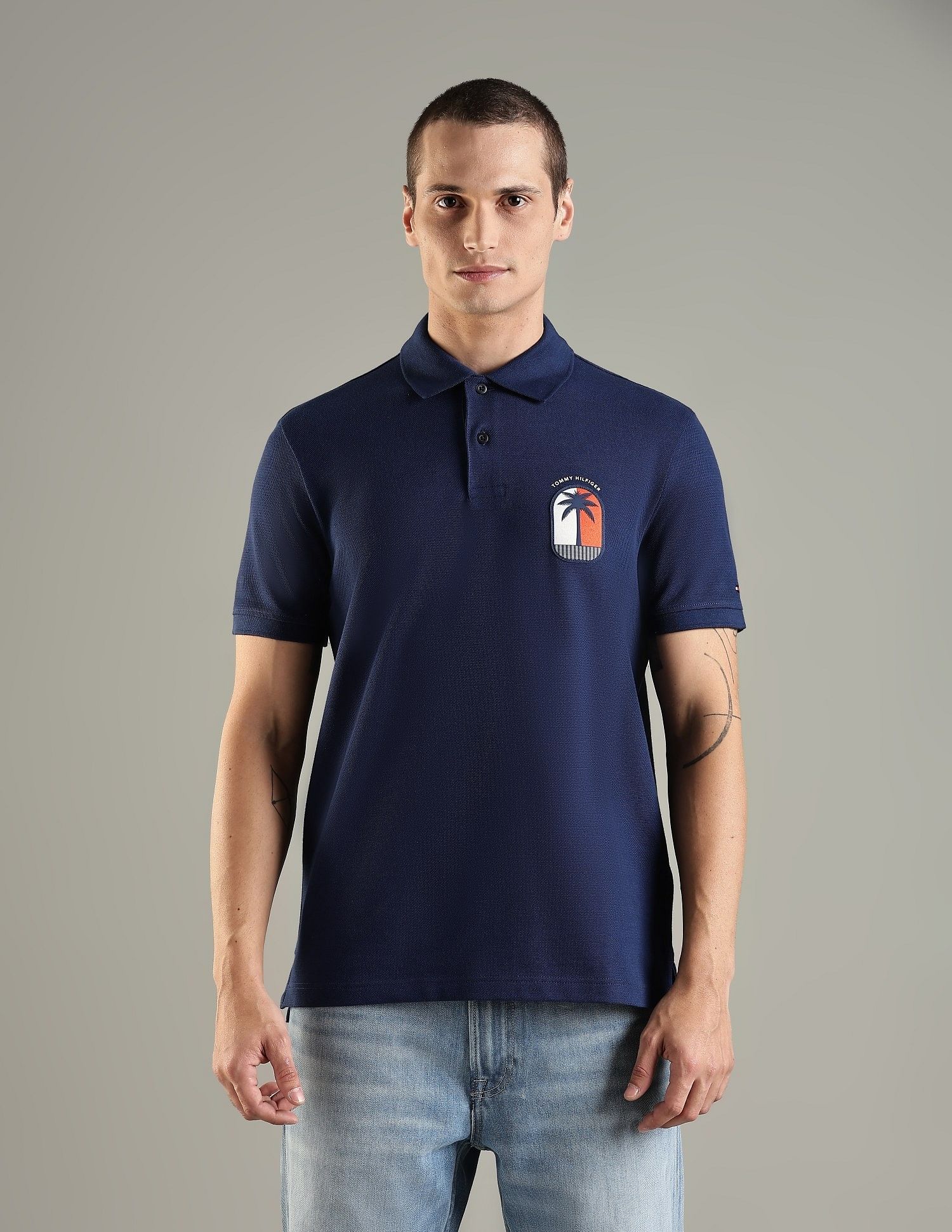 Tommy Hilfiger Solid Regular Fit Cotton Polo T-Shirt