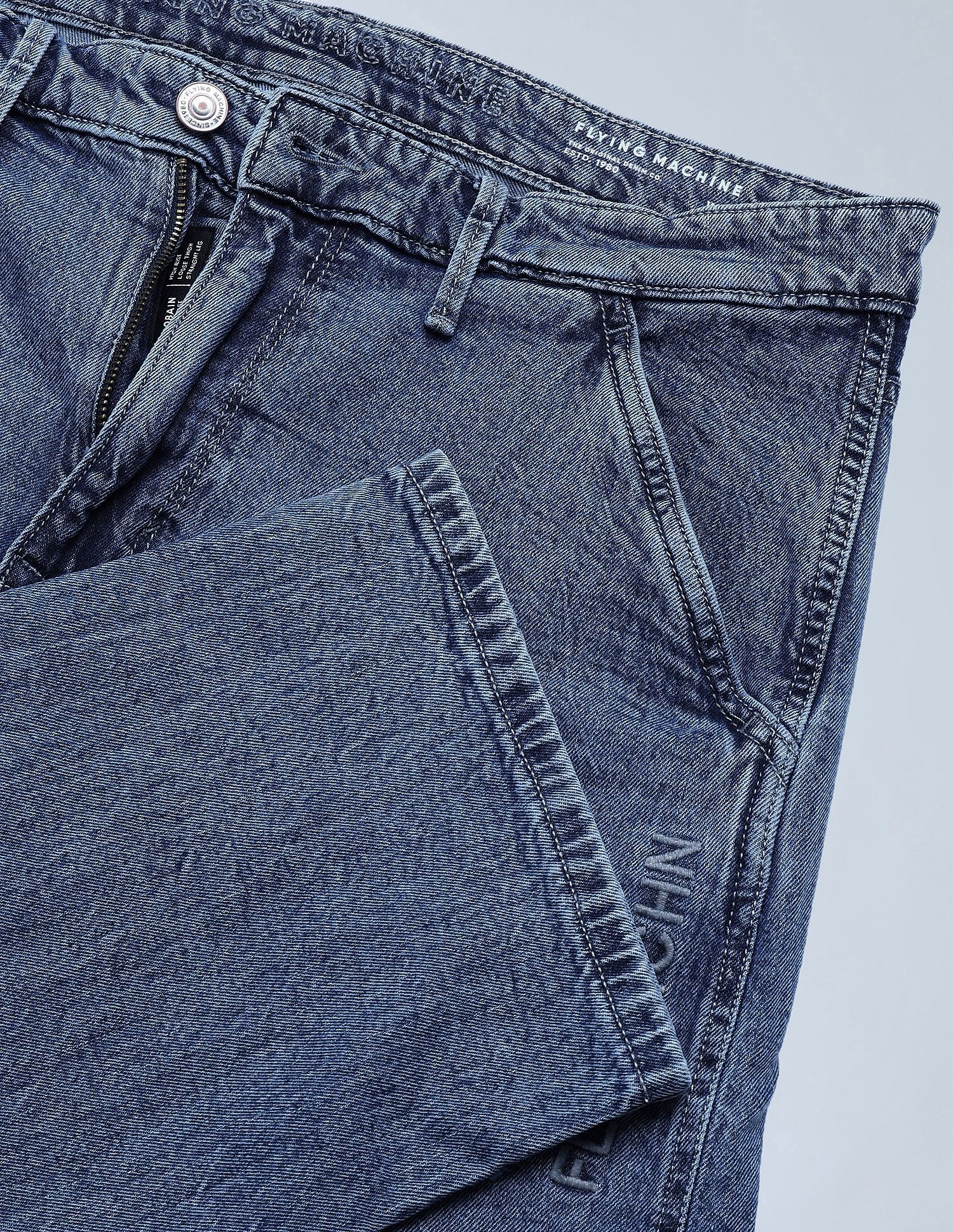Flying Machine Cobain Loose Fit Whiskered Jeans