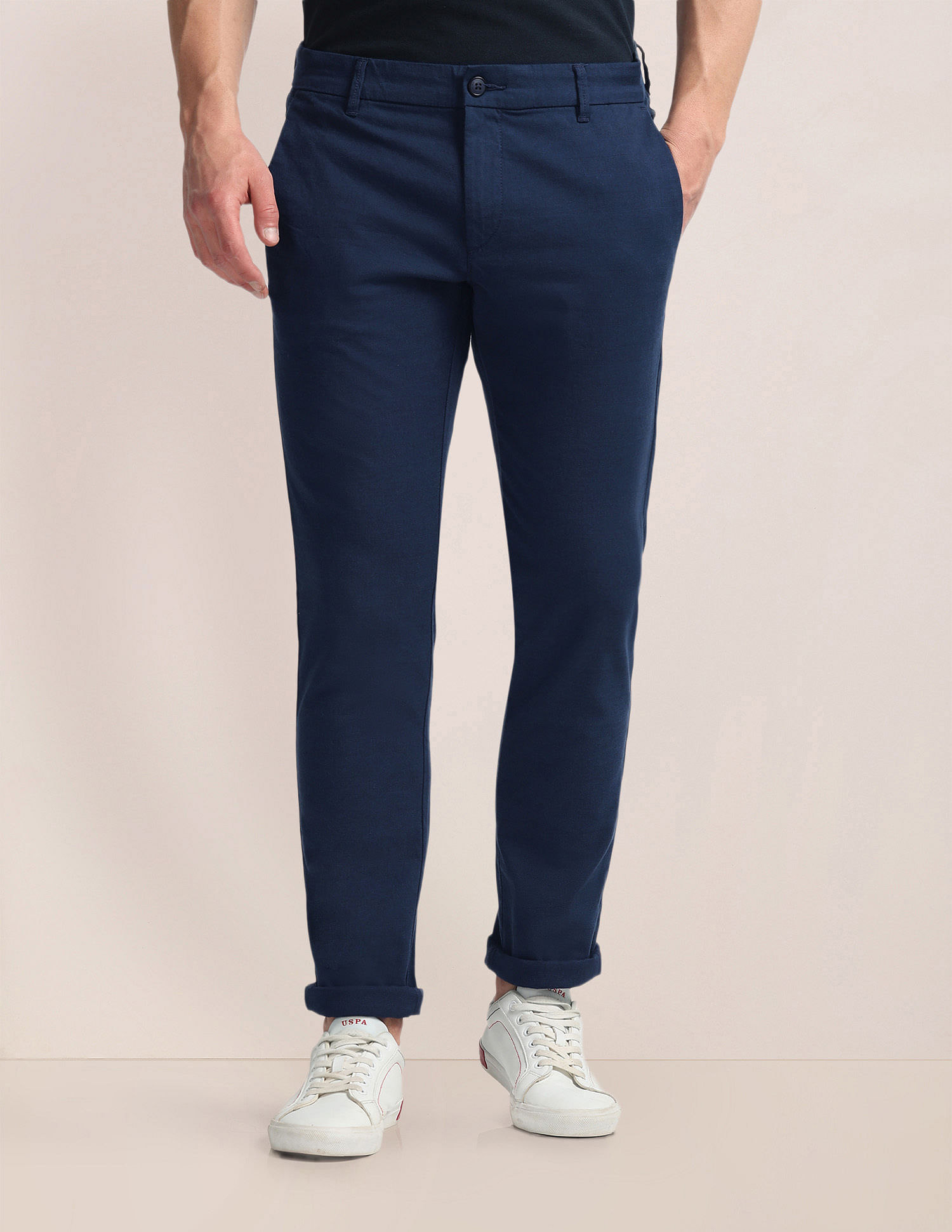 U.S. Polo Assn. Yarn Dyed Slim Straight Trousers