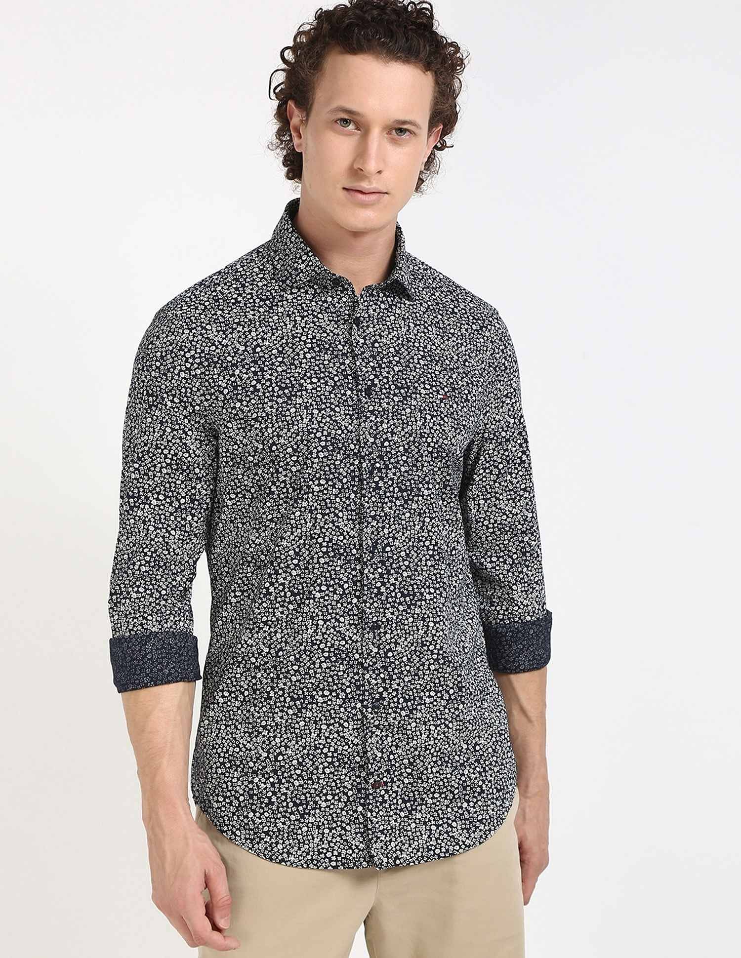Tommy Hilfiger Mens Blue Floral Shirt