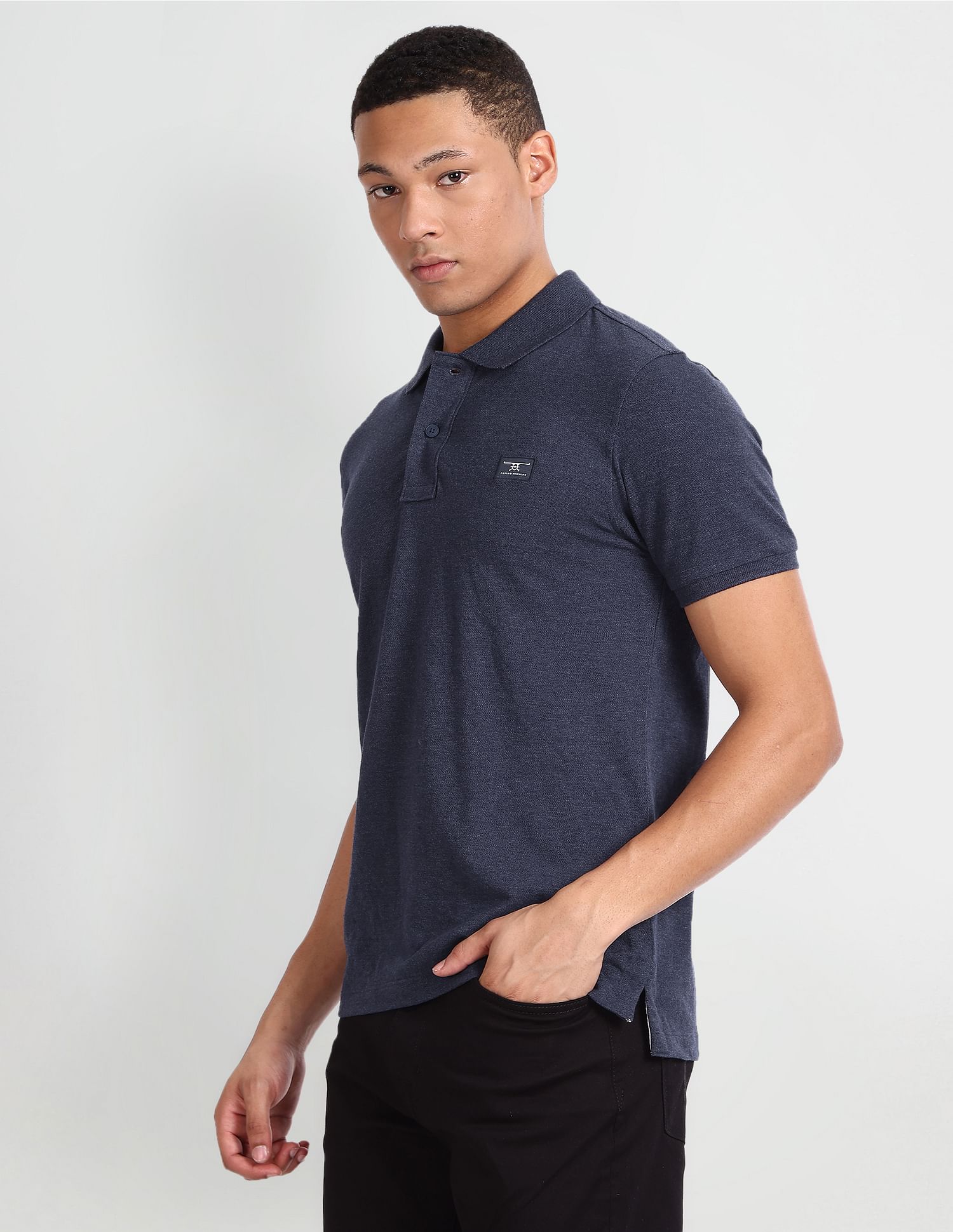 Flying Machine Solid Cotton Polo Shirt